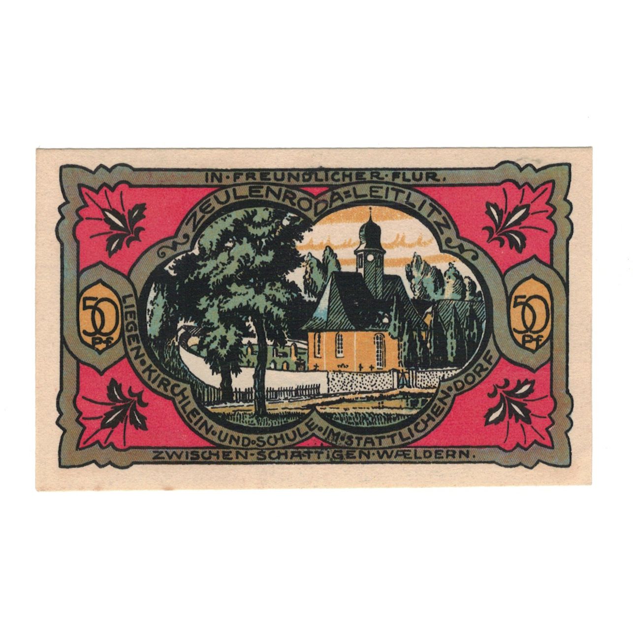 Billete, Alemania, Zeulenroda Stadt, 50 Pfennig, village, 1921, 1921-11-01, UNC
