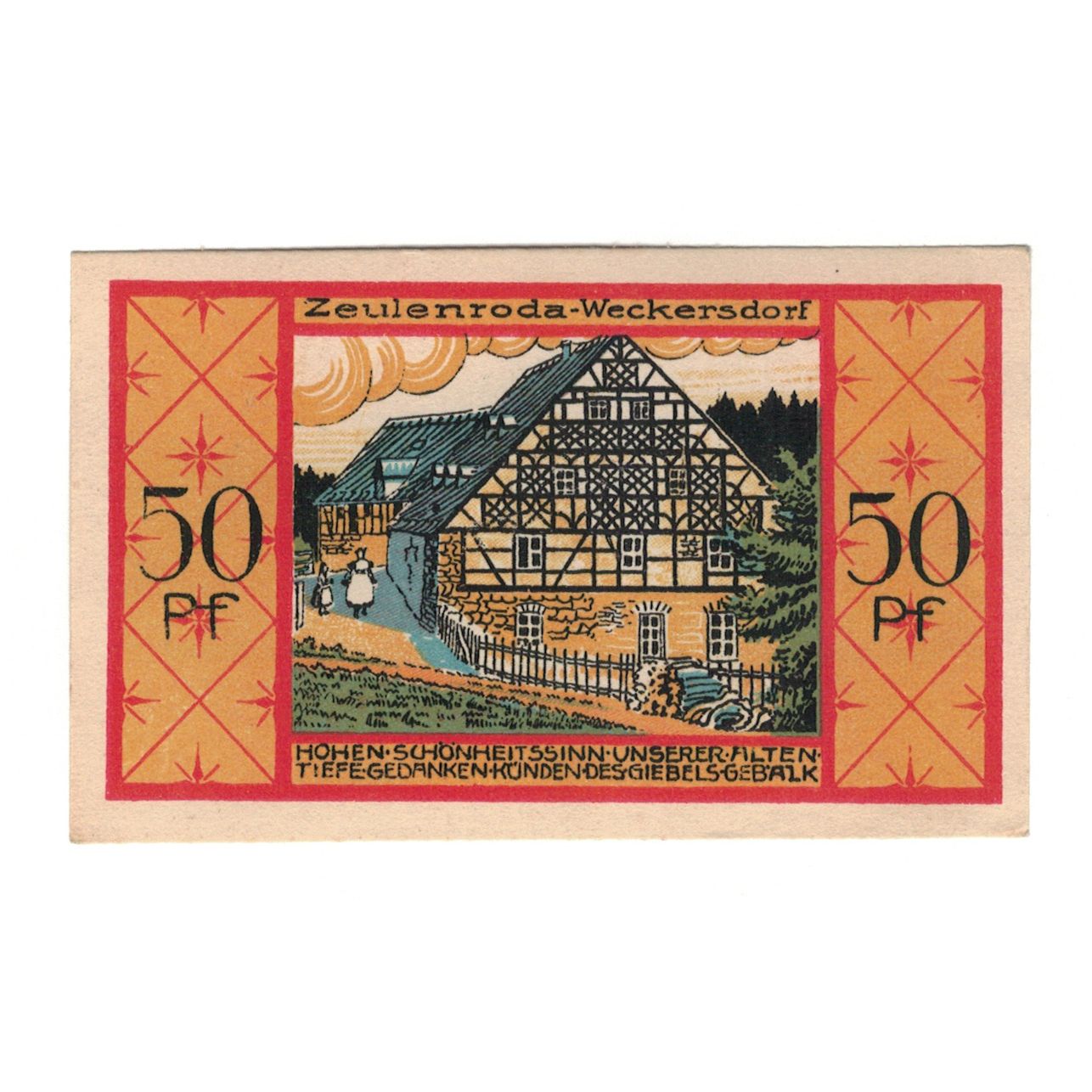 Banknote, Germany, Zeulenroda Stadt, 50 Pfennig, maison 1, 1921, 1921-11-01