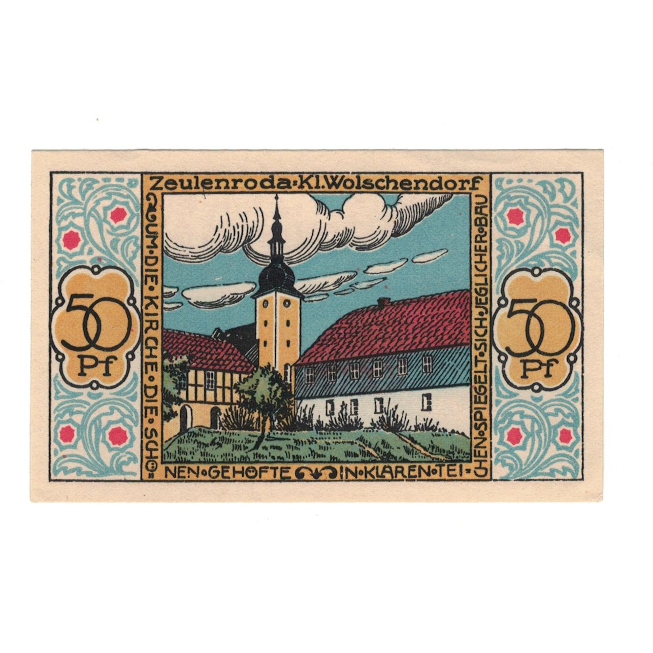 Banknote, Germany, Zeulenroda Stadt, 50 Pfennig, Eglise, 1921, 1921-11-01