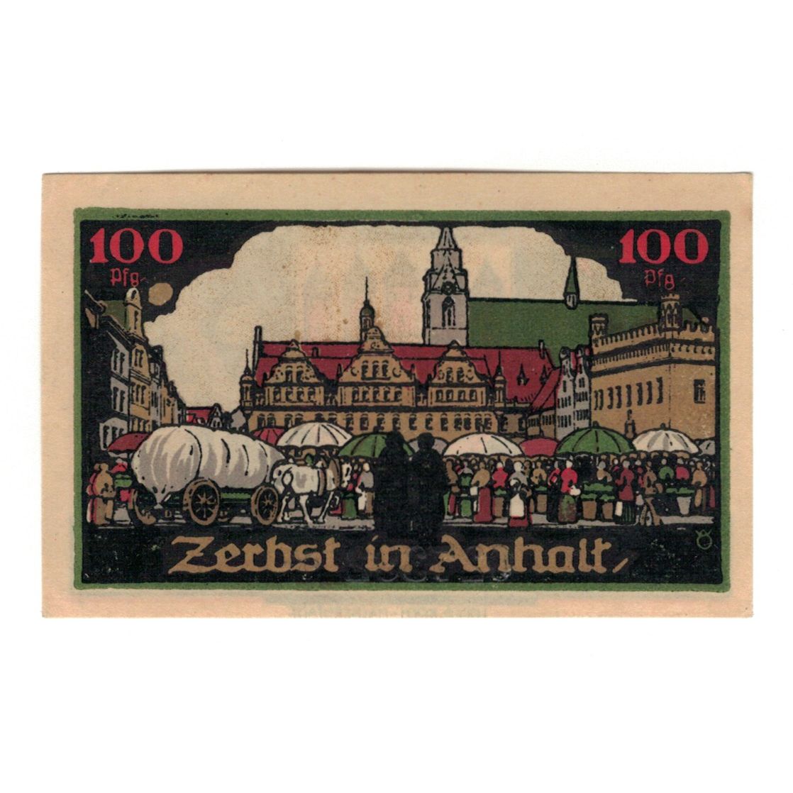 Banknote, Germany, Zerbst Stadt, 100 Pfennig, Batiment, 1921, 1921-07-01