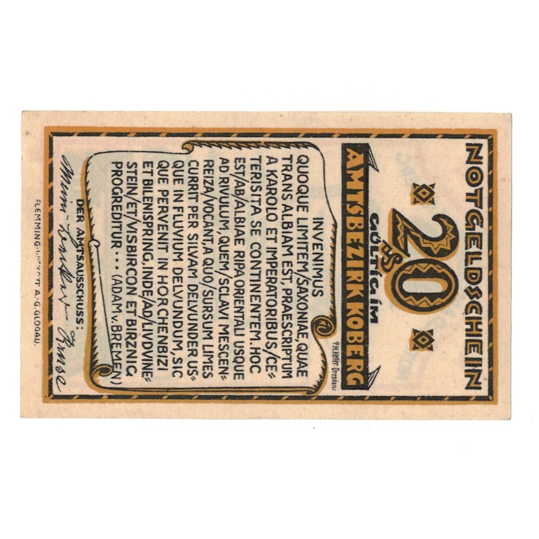 Banknot, Niemcy, Koberg Amtsbezirk, 20 Pfennig, carte, 1921, UNC(65-70)