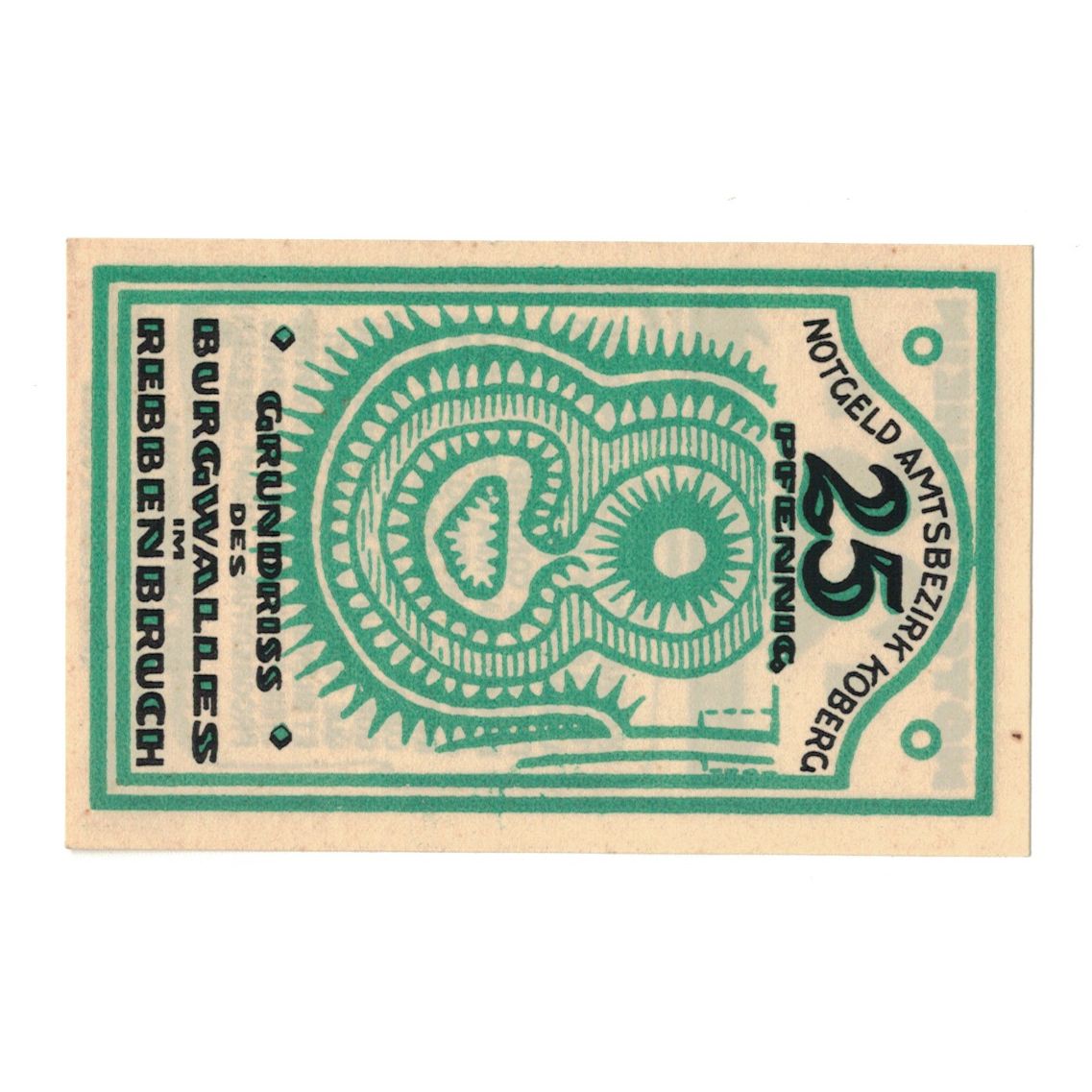 Banknote, Germany, Koberg Amtsbezirk, 25 Pfennig, valeur faciale, 1921