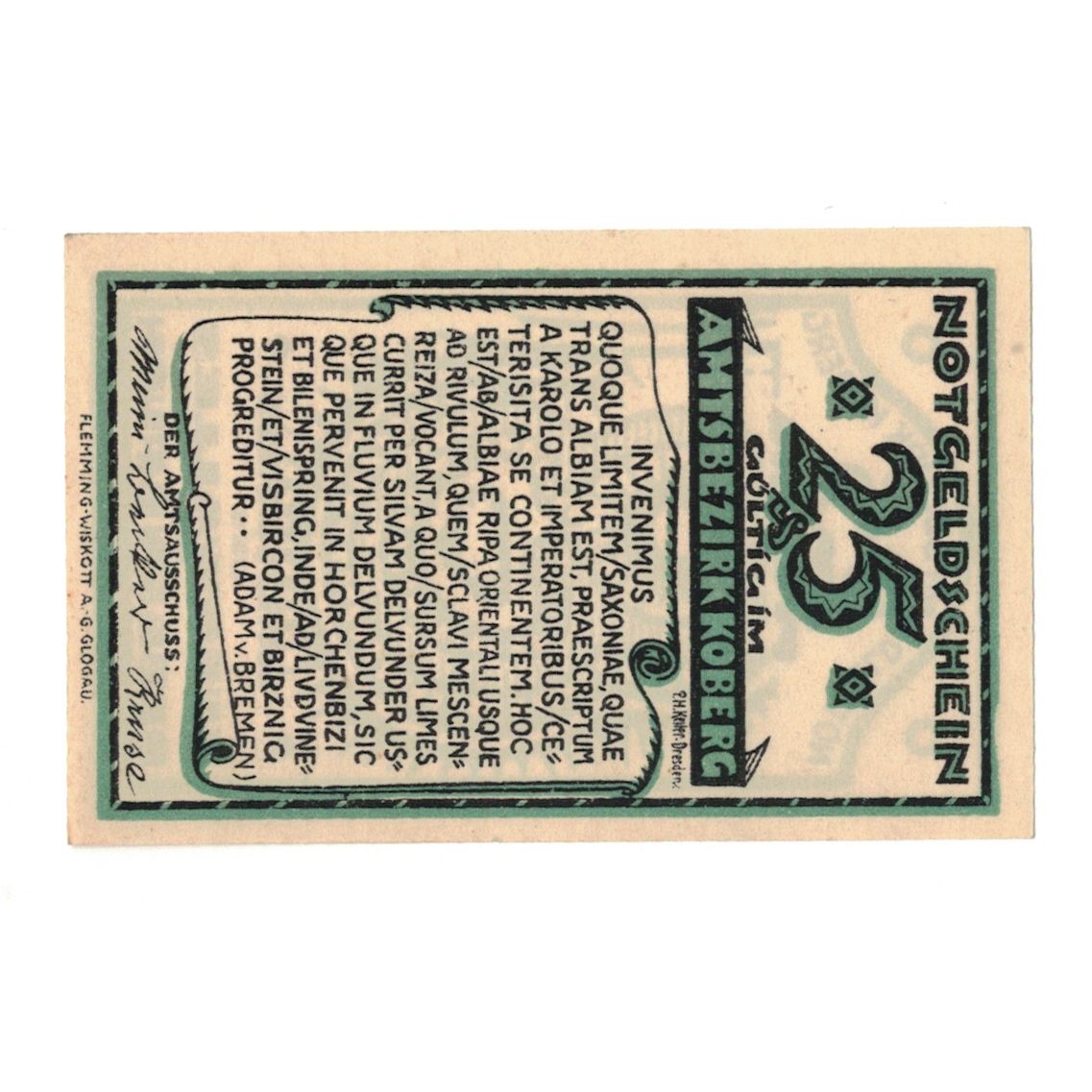 Banknote, Germany, Koberg Amtsbezirk, 25 Pfennig, valeur faciale, 1921