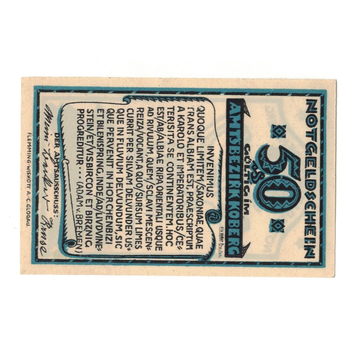 Banknote, Germany, Koberg Amtsbezirk, 50 Pfennig, valeur faciale, 1921