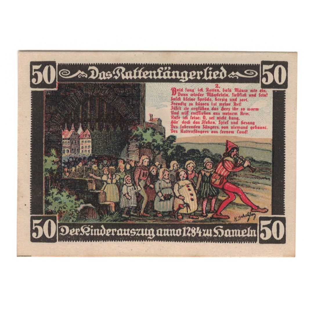 Banknote, Germany, Hameln Münster-Café-Diele, 50 Pfennig, personnage, 1922