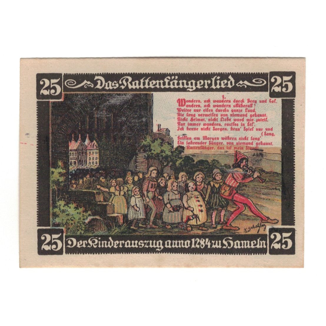 Banknote, Germany, Hameln Münster-Café-Diele, 25 Pfennig, personnage, 1922