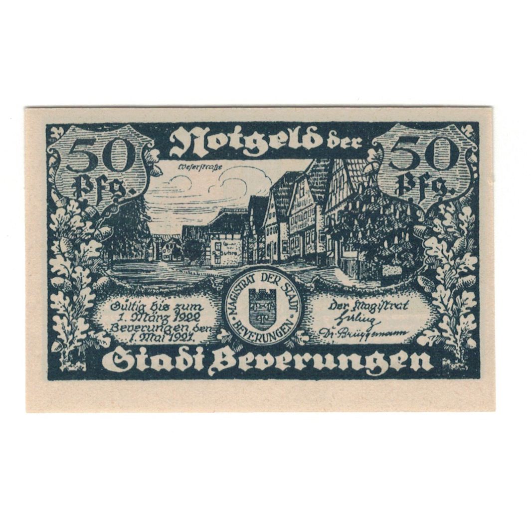 Banknote, Germany, Beverungen Stadt, 50 Pfennig, village, 1922, 1922-03-01
