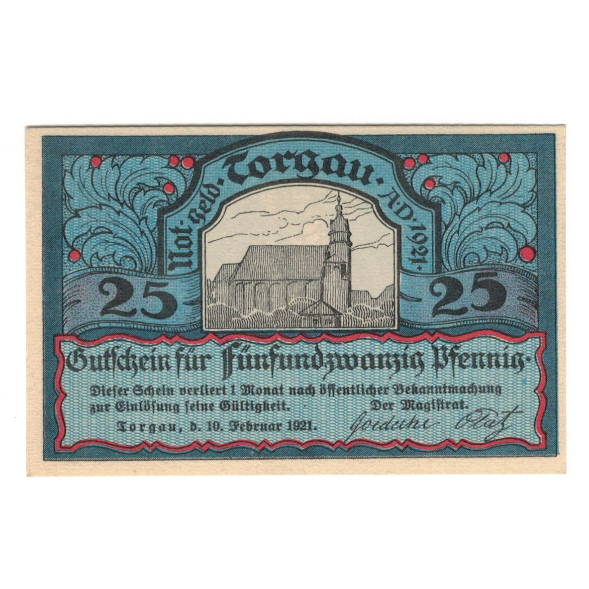 Banknote, Germany, Torgau Stadt, 25 Pfennig, personnage, 1921, 1921-02-10