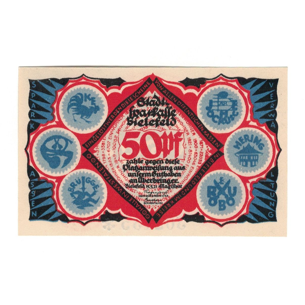 Banknote, Germany, Bielefeld Stadt, 50 Pfennig, personnage, 1921, 1921-05-15