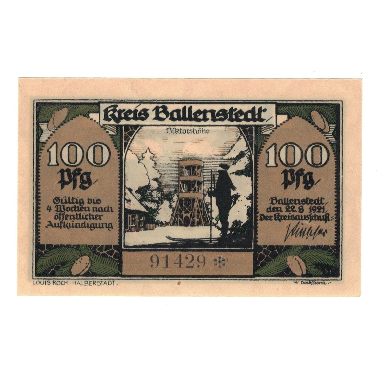 Banknote, Germany, Ballenstedt am Harz Kreis, 100 Pfennig, personnage, 1921