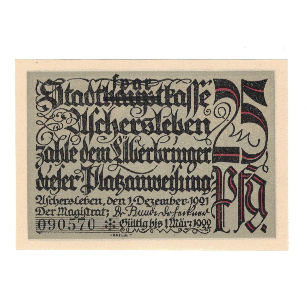 Banknote, Germany, Aschersleben Stadt, 25 Pfennig, Maison, 1920, 1921-03-31