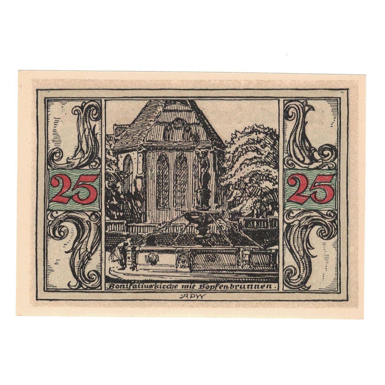 Banknote, Germany, Arnstadt Stadt, 25 Pfennig, fontaine, 1921, UNC(65-70)