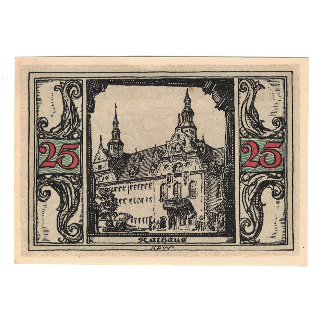 Banknot, Niemcy, Arnstadt Stadt, 25 Pfennig, Monument, 1921, UNC(65-70)
