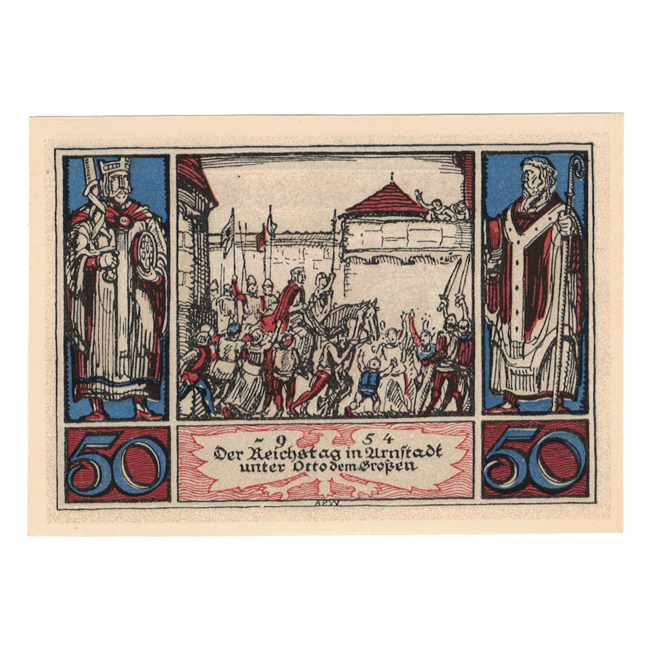 Geldschein, Deutschland, Arnstadt Stadt, 50 Pfennig, personnage, 1921, UNZ