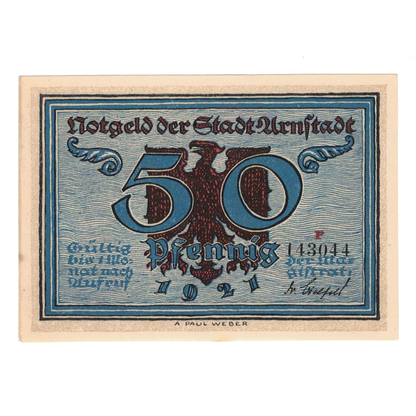 Banknote, Germany, Arnstadt Stadt, 50 Pfennig, chevalier, 1921, UNC(65-70)