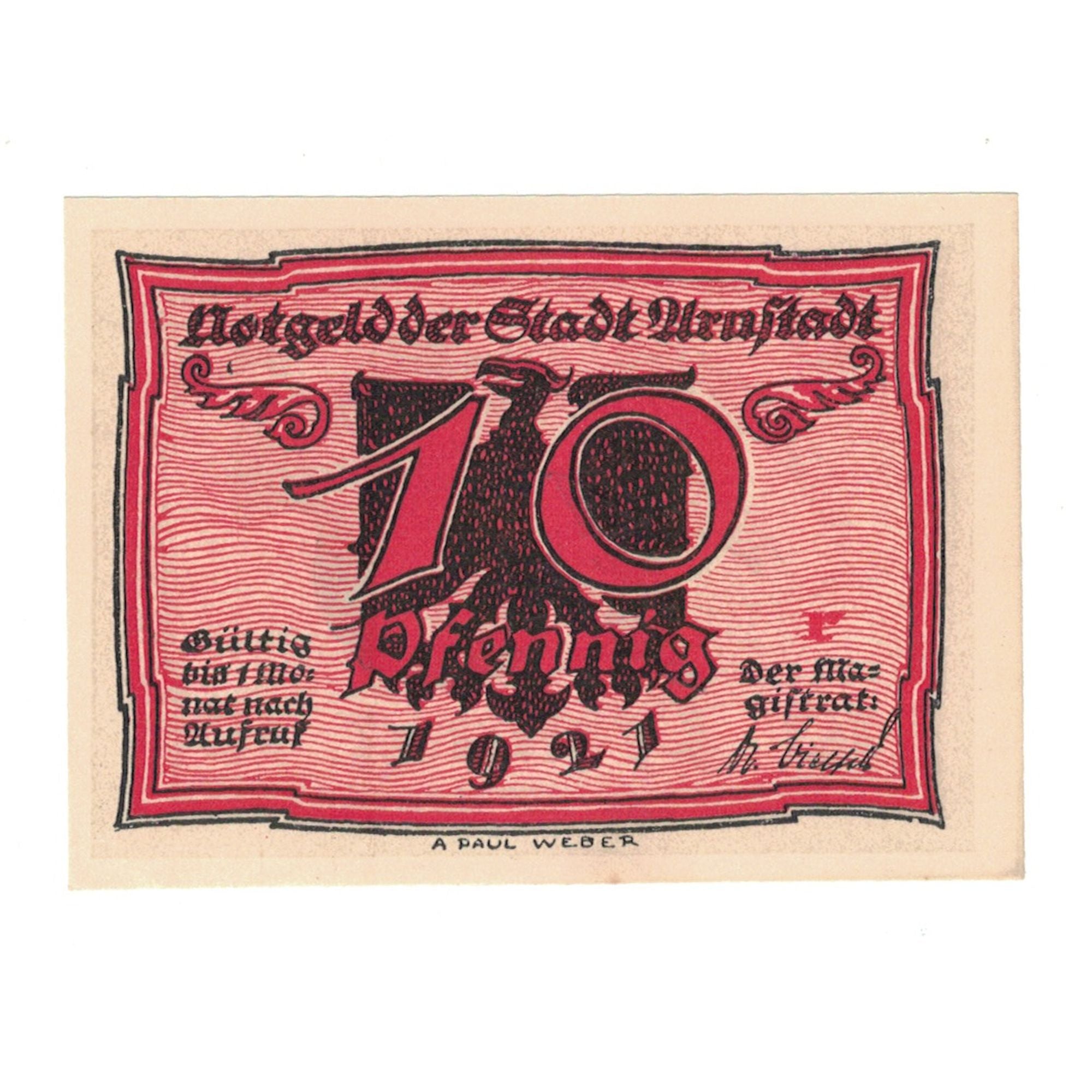 Banknote, Germany, Arnstadt Stadt, 10 Pfennig, personnage, 1921, UNC(65-70)