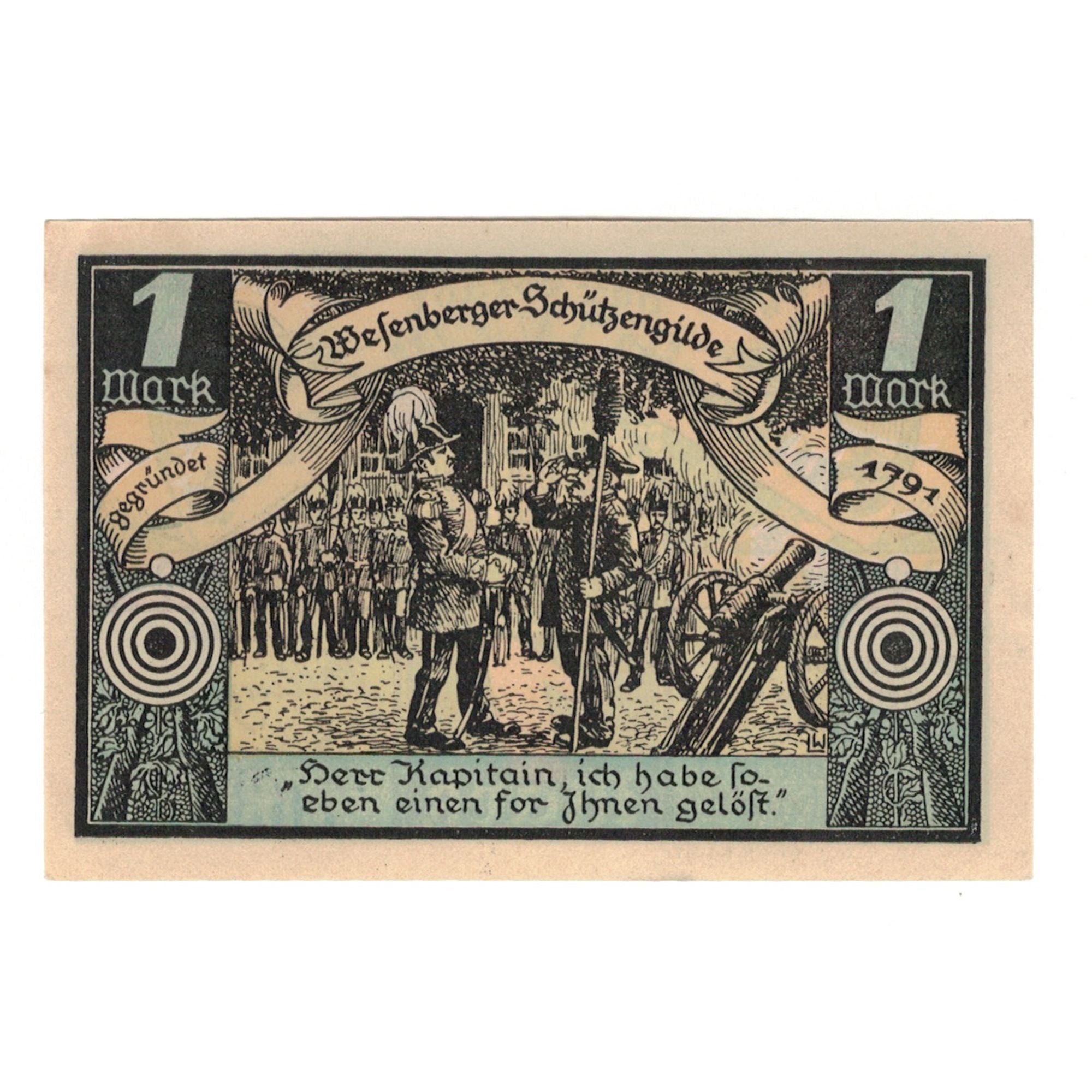 Geldschein, Deutschland, Wesenberg Stadt, 1 Mark, personnage, 1921, 1921-07-01