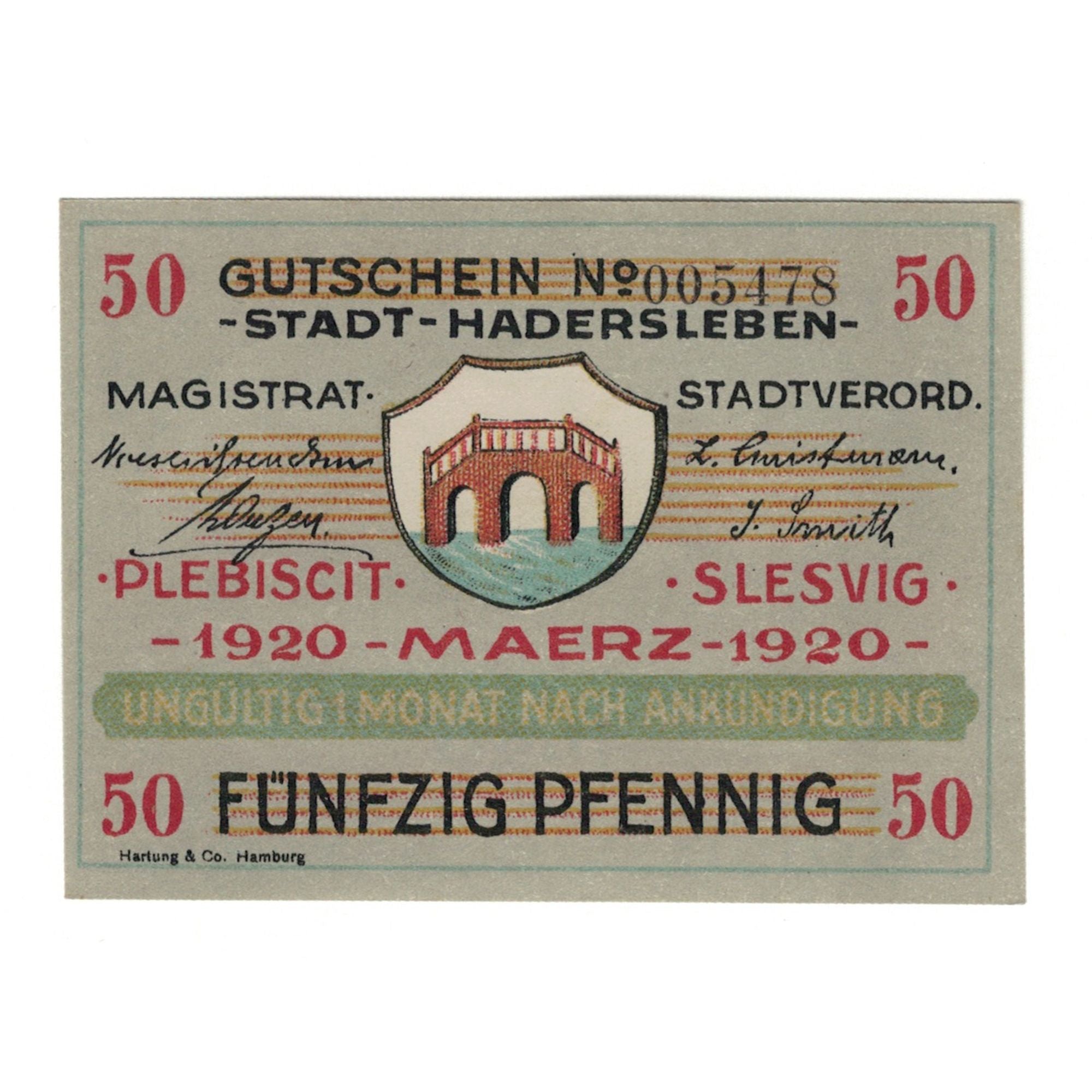 Banknote, Germany, Hadersleben Stadt, 50 Pfennig, paysage, 1920, 1920-03-06