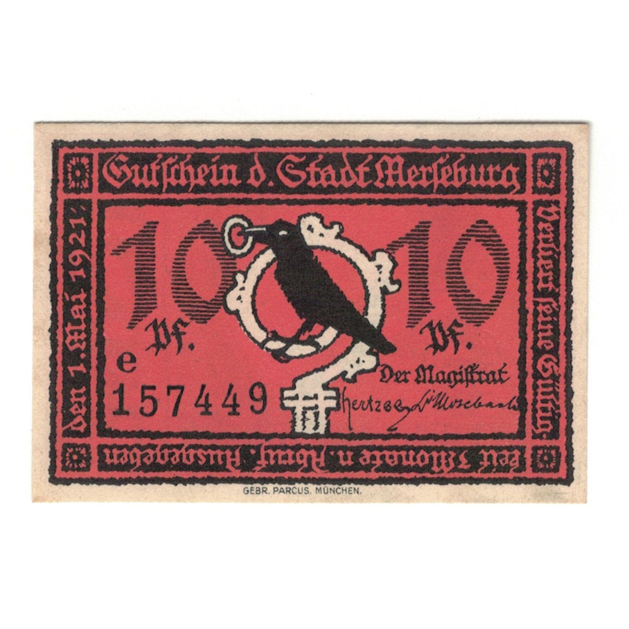 Banknote, Germany, Merseburg Stadt, 10 Pfennig, personnage, 1921, 1921-05-01
