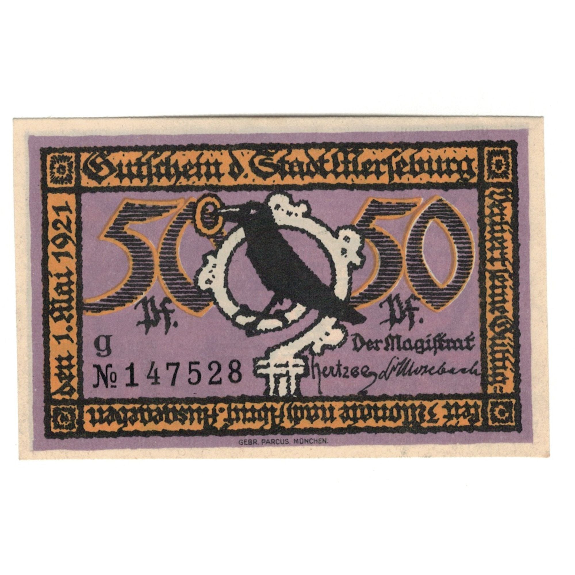 Banknote, Germany, Merseburg Stadt, 50 Pfennig, paysage, 1921, 1921-05-01