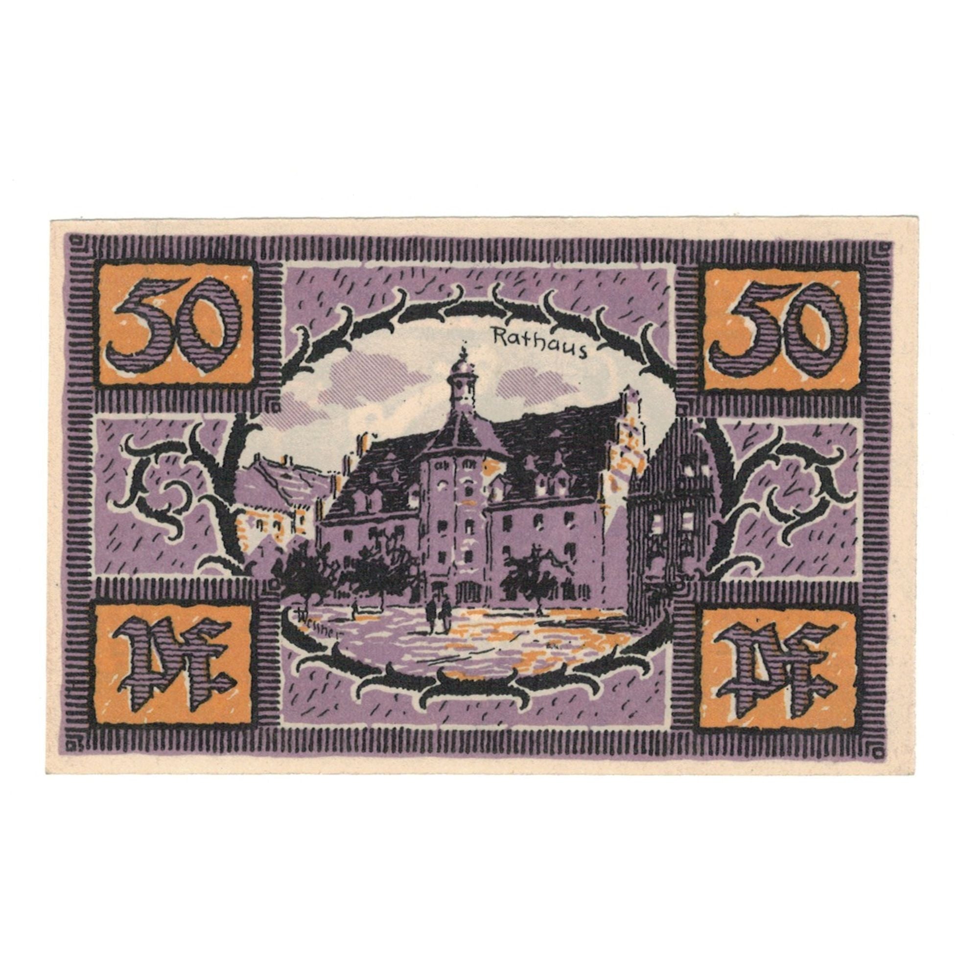 Billet, Allemagne, Merseburg Stadt, 50 Pfennig, Batiment, 1921, 1921-05-01