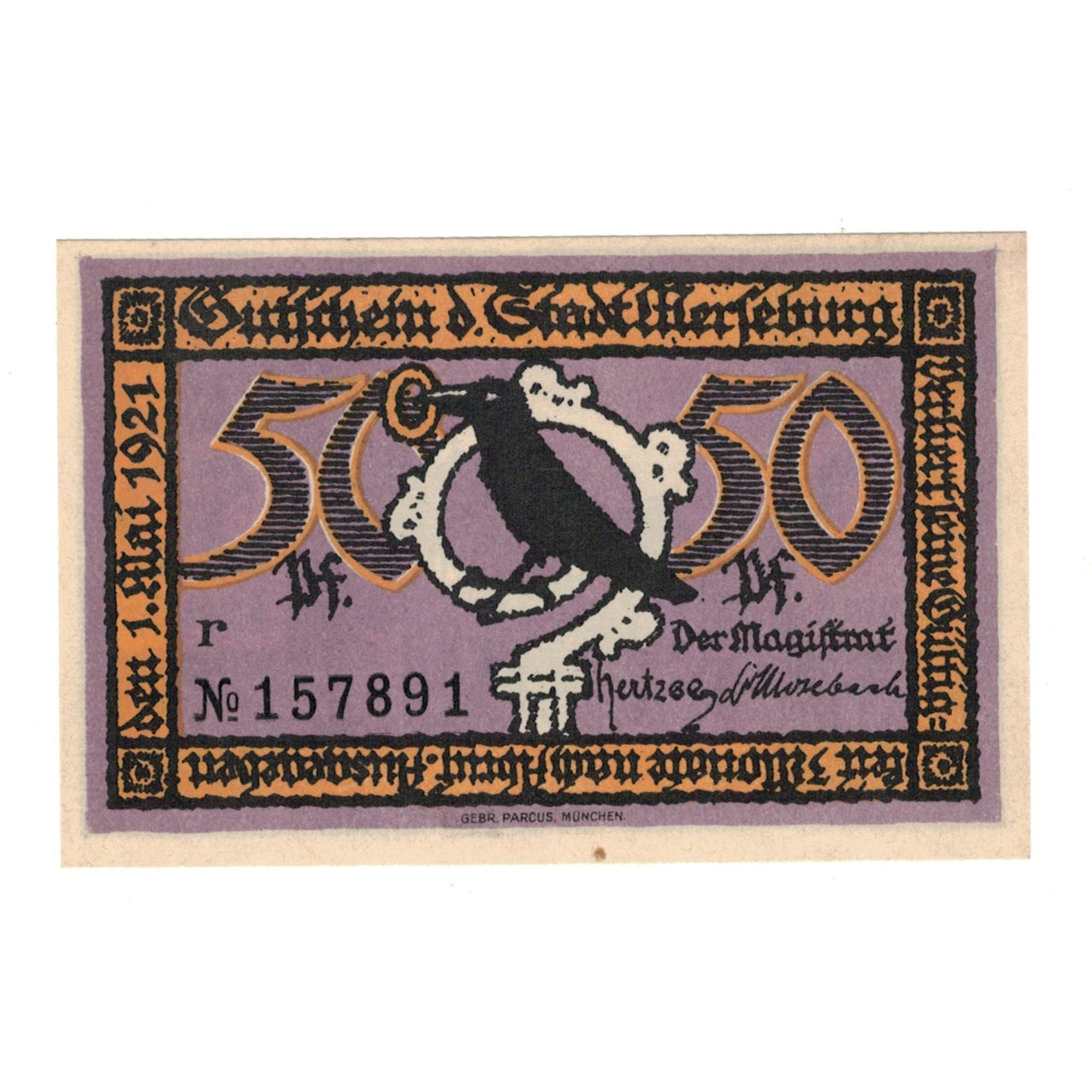 Banknote, Germany, Merseburg Stadt, 50 Pfennig, paysage, 1921, 1921-05-01