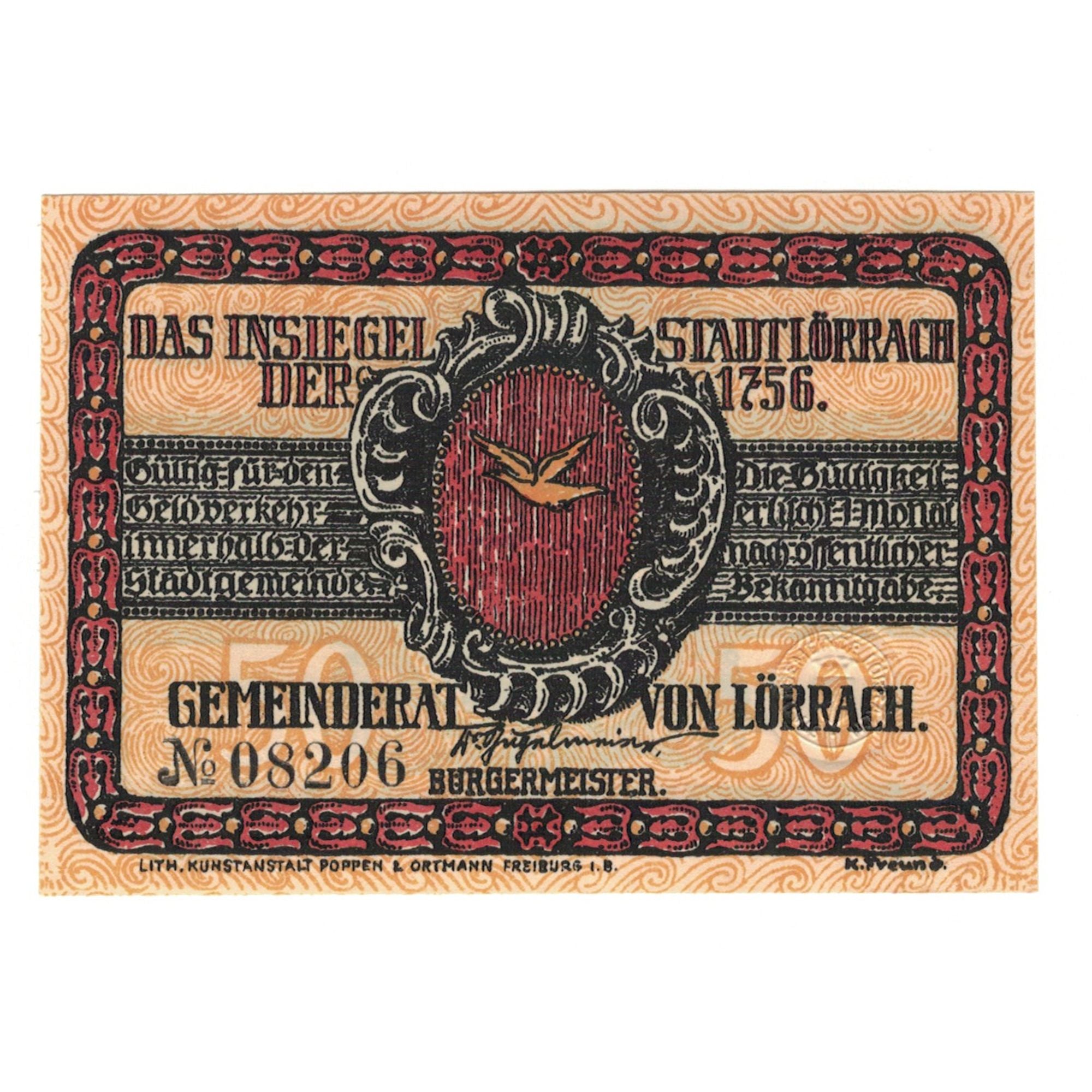 Banknote, Germany, Lörrach Stadt, 50 Pfennig, personnage, 1922, UNC(65-70)