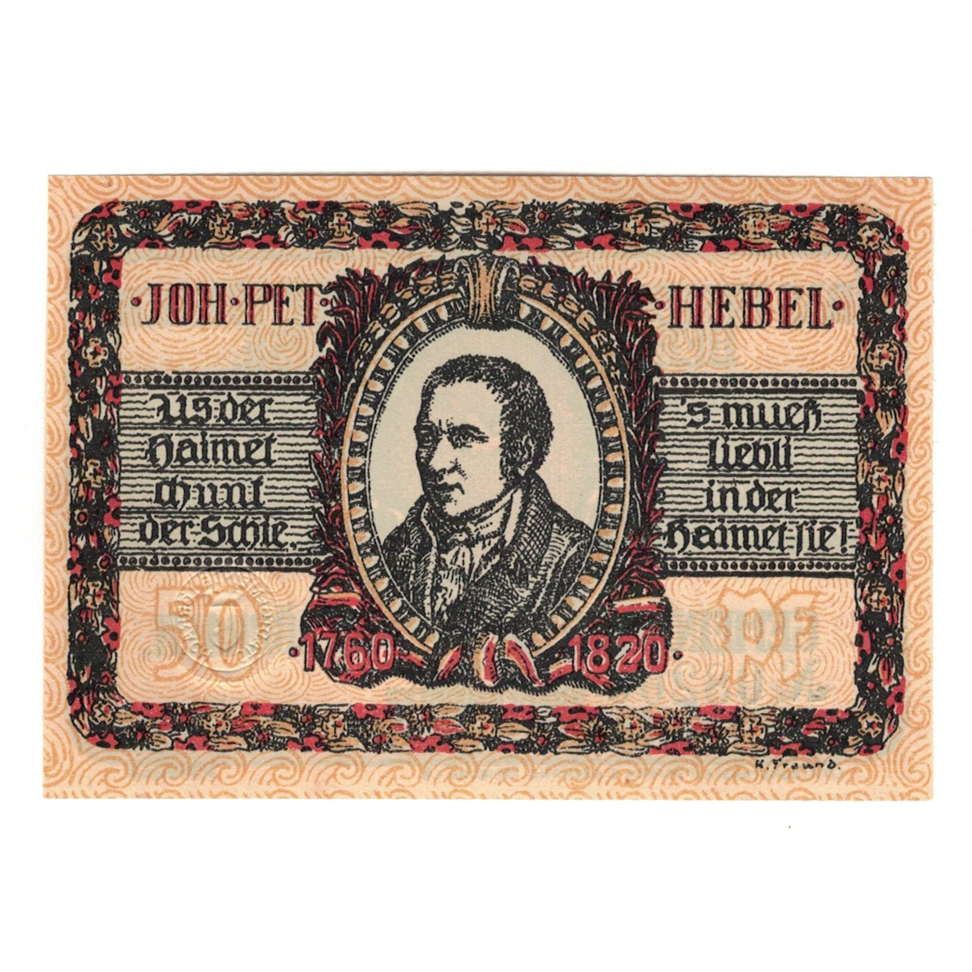 Banknote, Germany, Lörrach Stadt, 50 Pfennig, personnage, 1922, UNC(65-70)