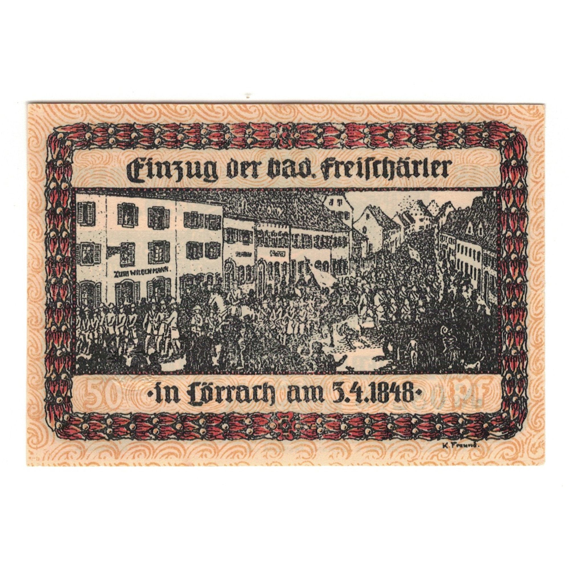 Billete, Alemania, Lörrach Stadt, 50 Pfennig, Foule, 1922, UNC, Mehl:813.1