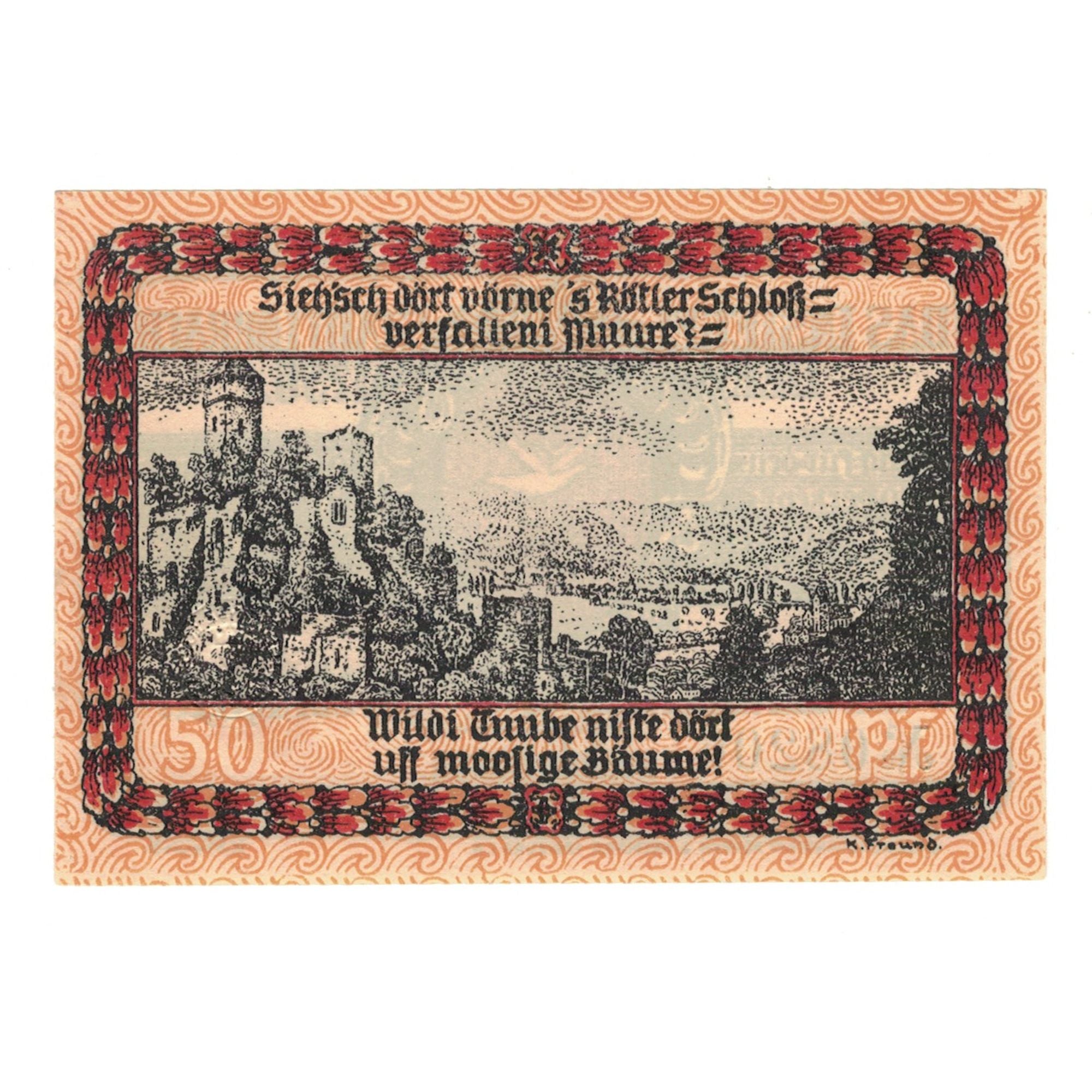 Banknote, Germany, Lörrach Stadt, 50 Pfennig, château, 1922, UNC(65-70)