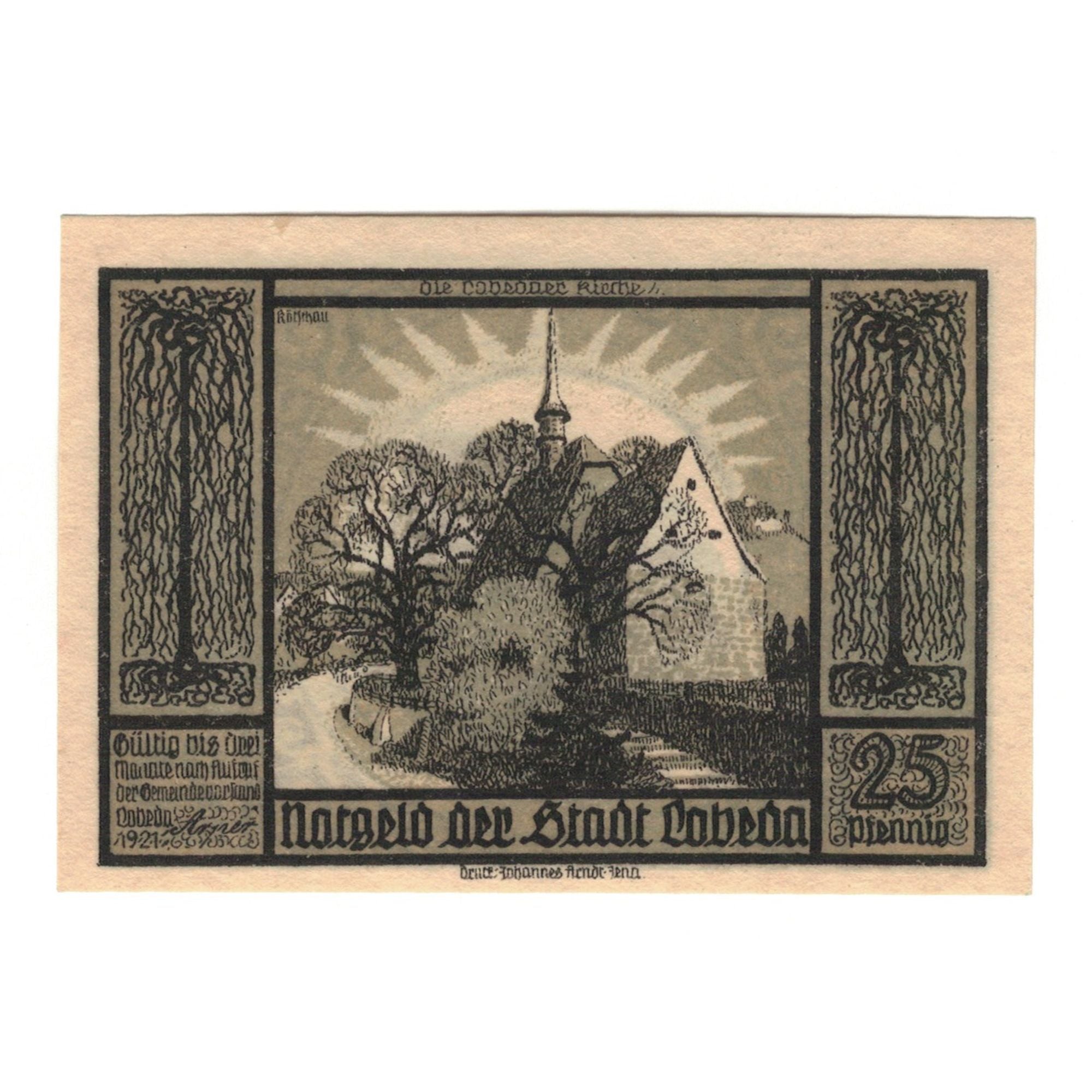 Banknote, Germany, Lobeda Stadt, 25 Pfennig, Maison, 1921, UNC(65-70)