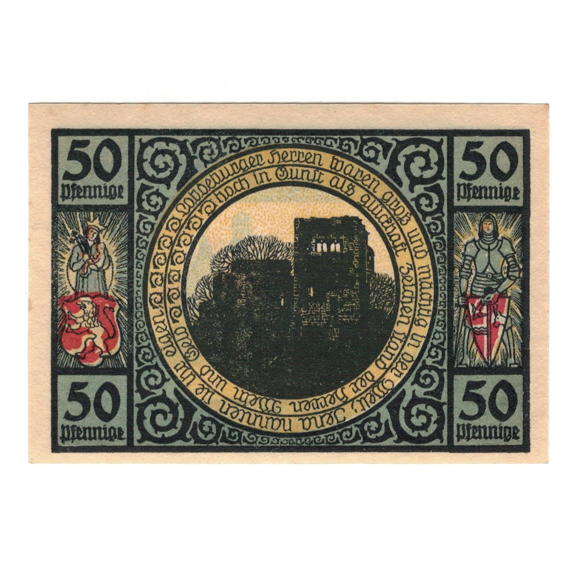 Banknot, Niemcy, Lobeda Stadt, 50 Pfennig, village, 1921, UNC(65-70), Mehl:808.1