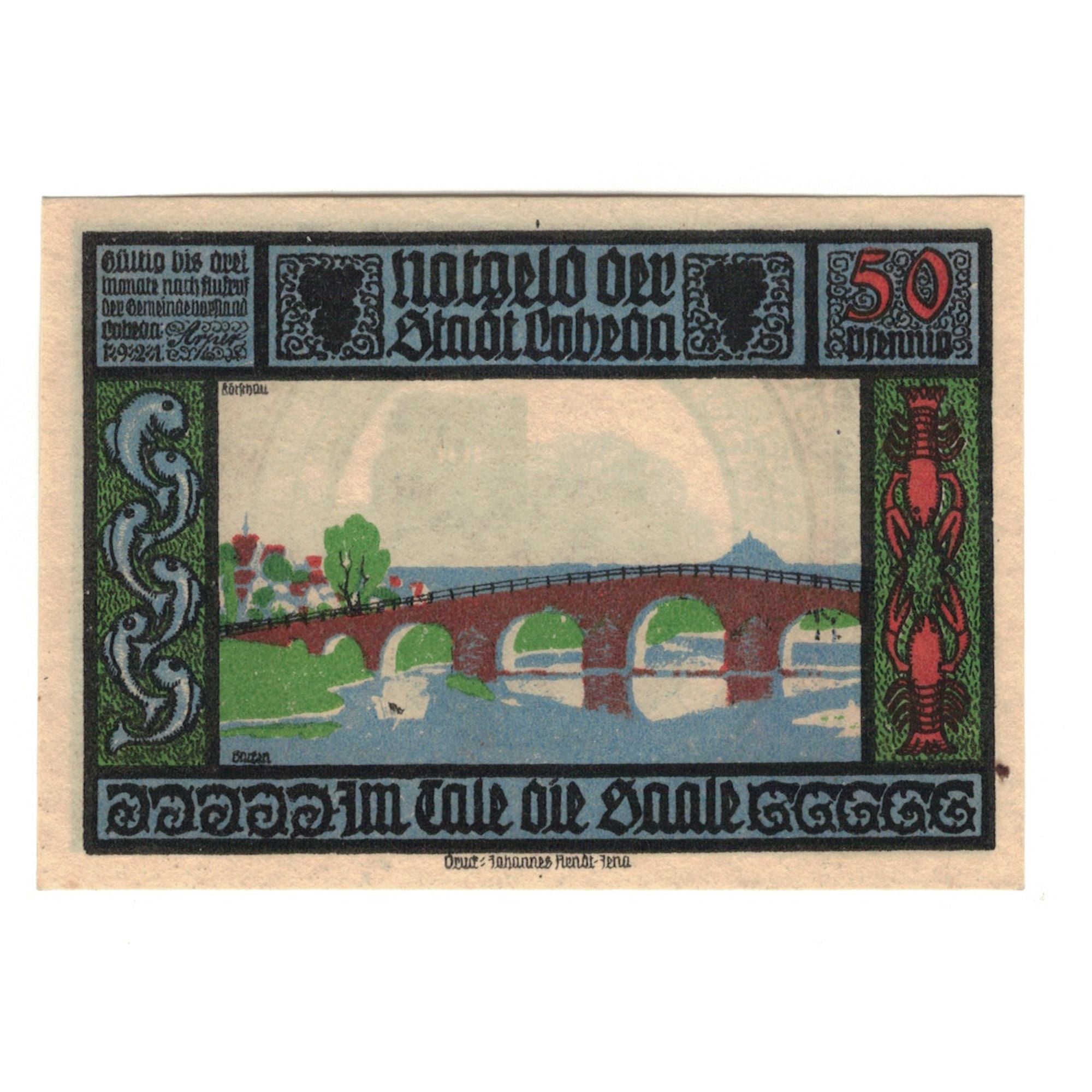 Banknote, Germany, Lobeda Stadt, 50 Pfennig, pont, 1921, UNC(65-70), Mehl:808.1
