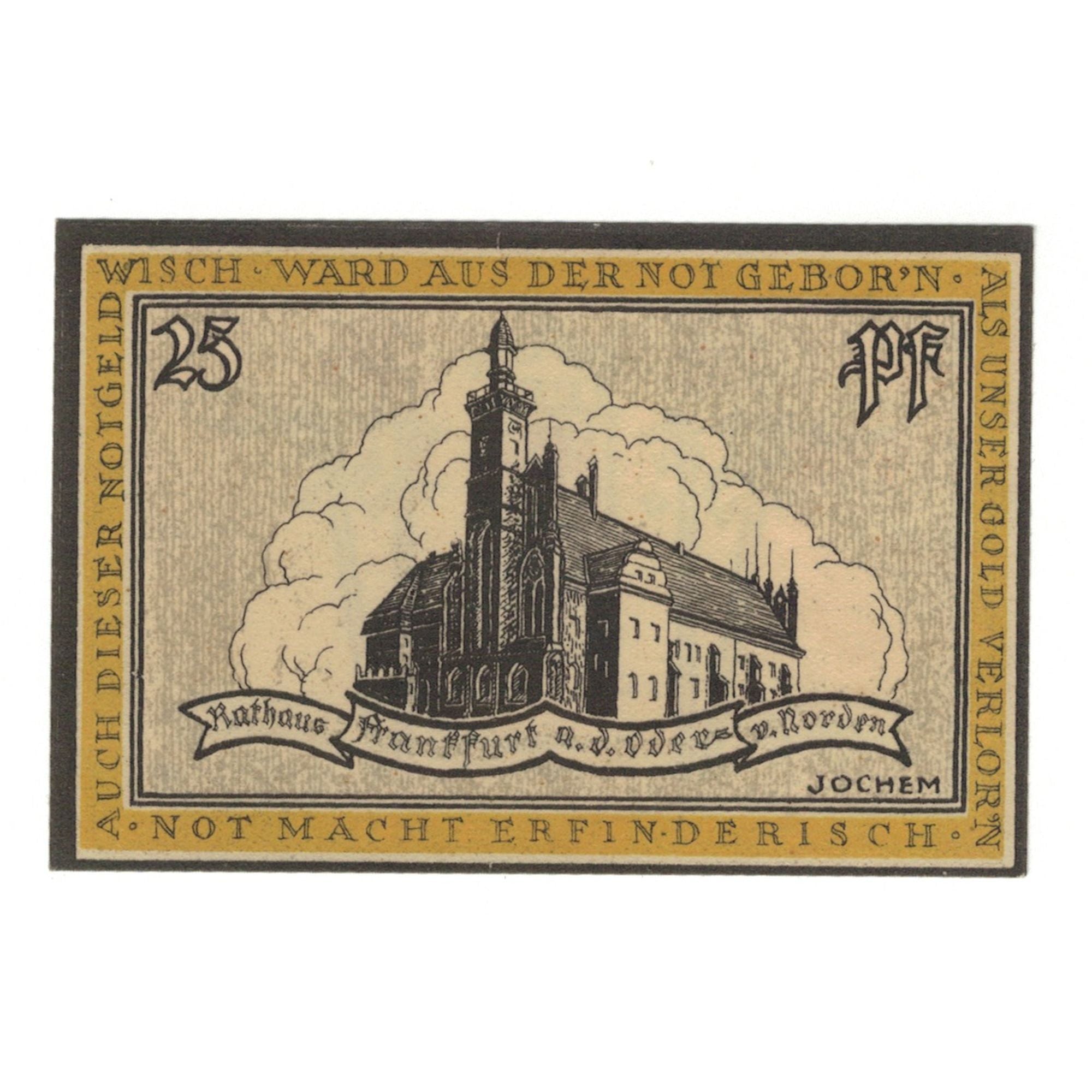 Banknote, Germany, Frankfurt a.d. Oder Stadt, 25 Pfennig, Eglise, 1921