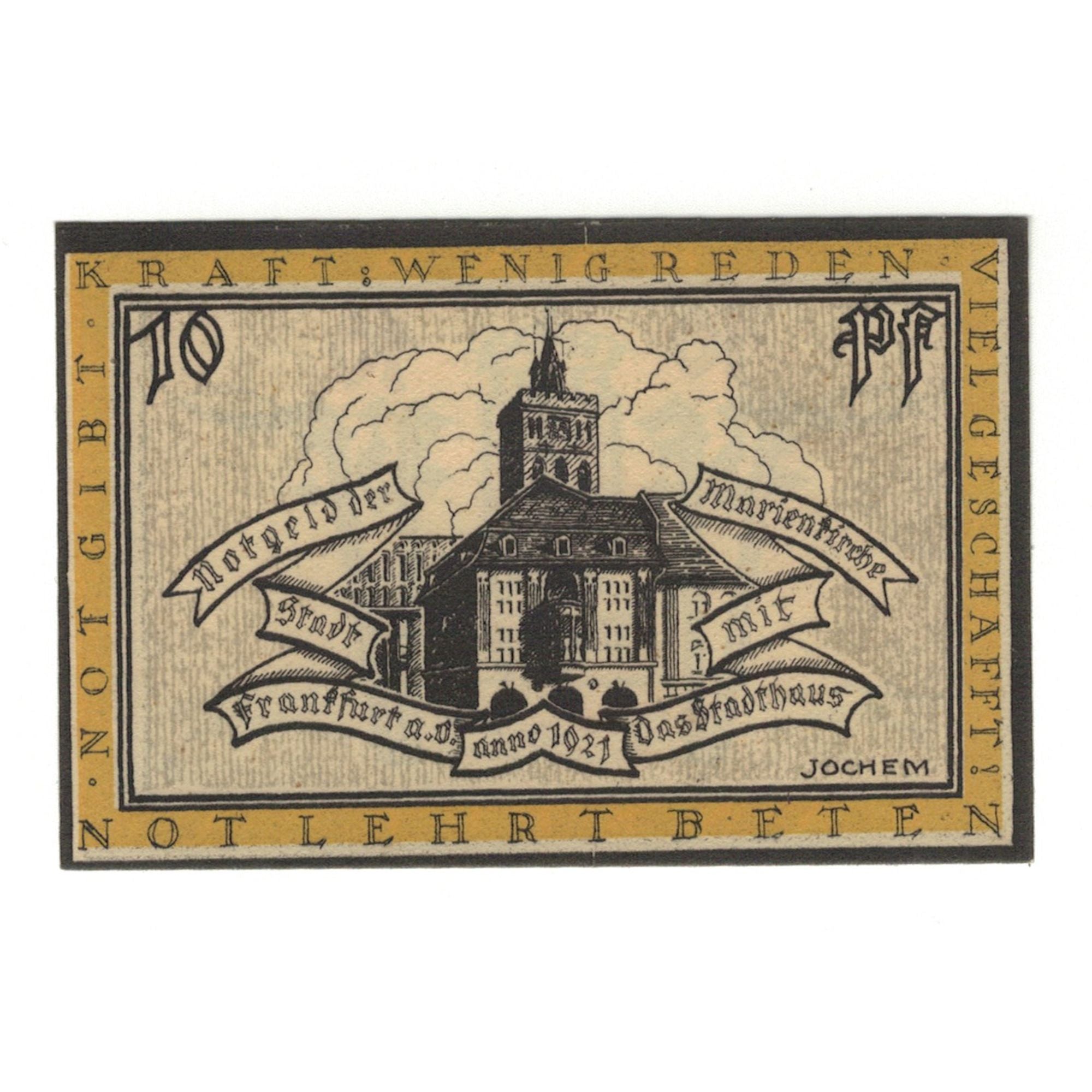 Banknote, Germany, Frankfurt a.d. Oder Stadt, 10 Pfennig, Eglise, 1921