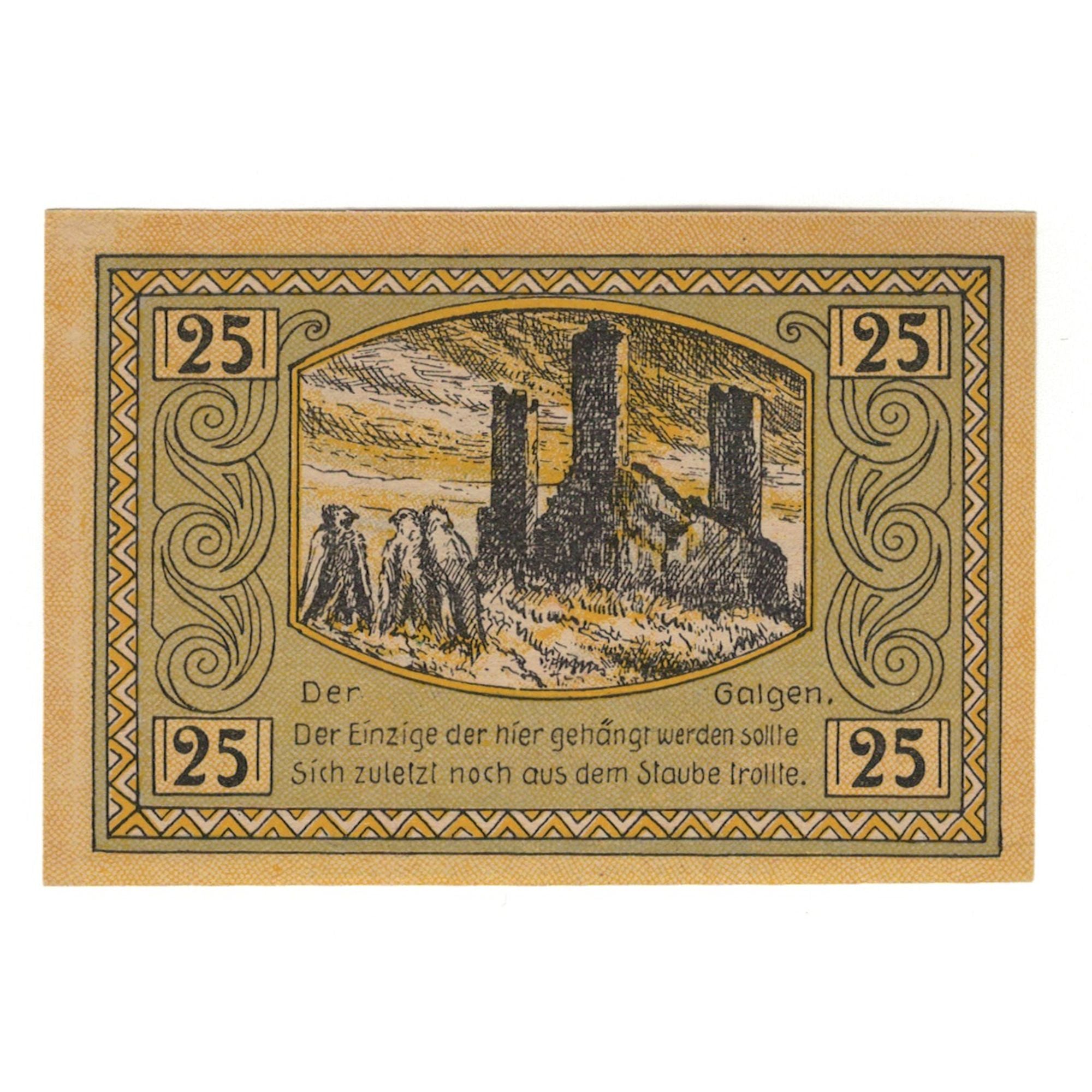 Banknote, Germany, Canth Stadt, 25 Pfennig, ruine, 1922, UNC(65-70), Mehl:220.1