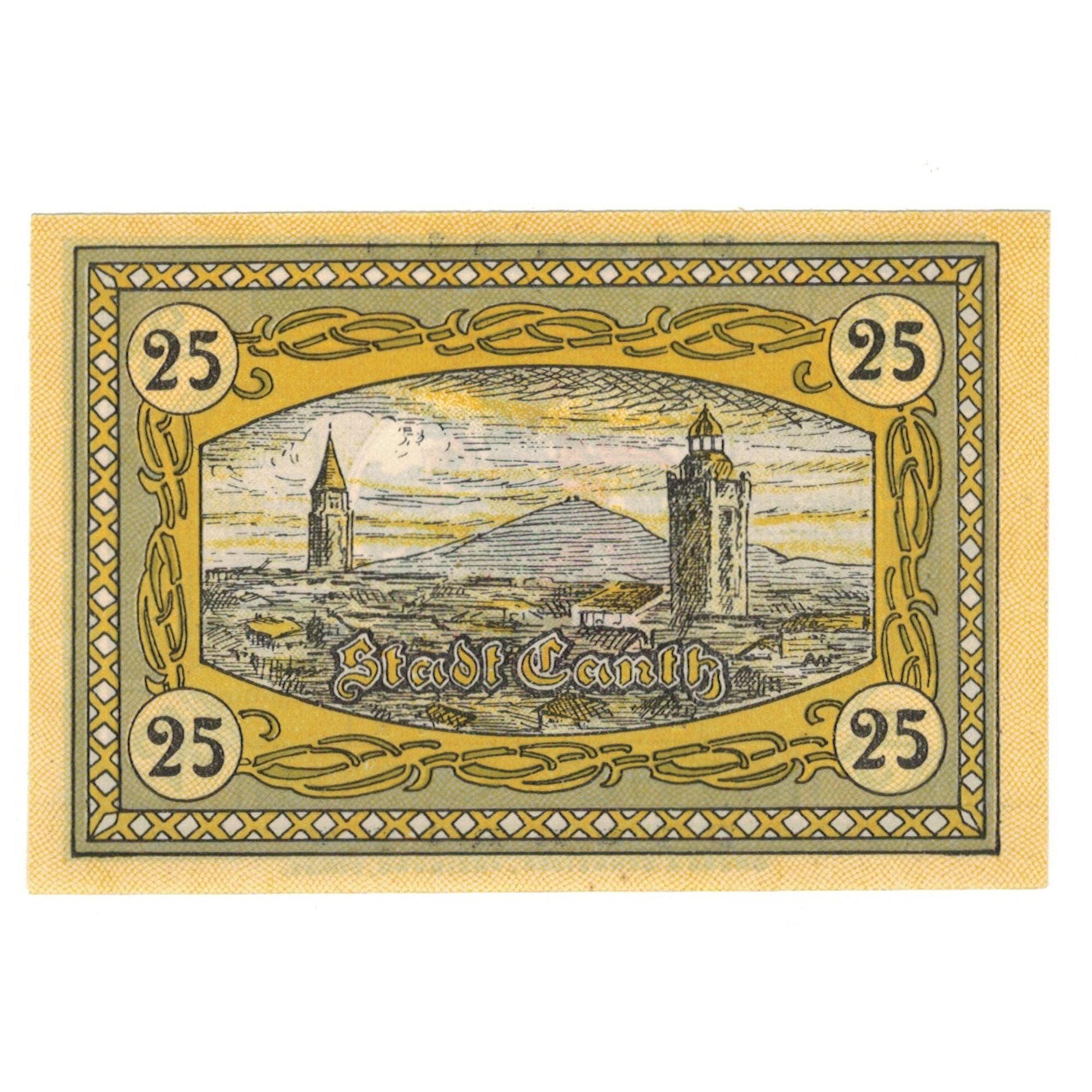 Banknote, Germany, Canth Stadt, 25 Pfennig, paysage, 1922, UNC(65-70)