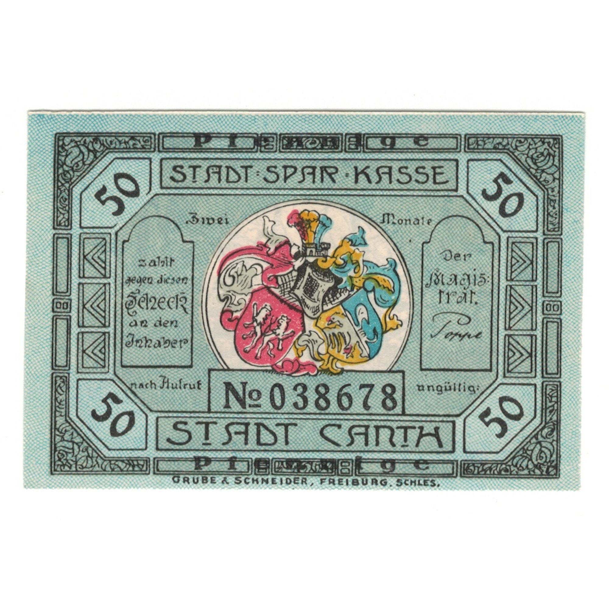 Banknote, Germany, Canth Stadt, 50 Pfennig, Bataille, 1922, UNC(65-70)