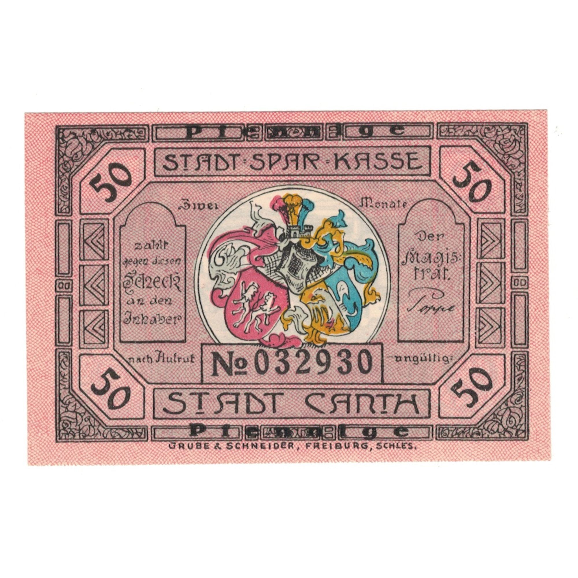 Banknote, Germany, Canth Stadt, 50 Pfennig, village, 1922, UNC(65-70)