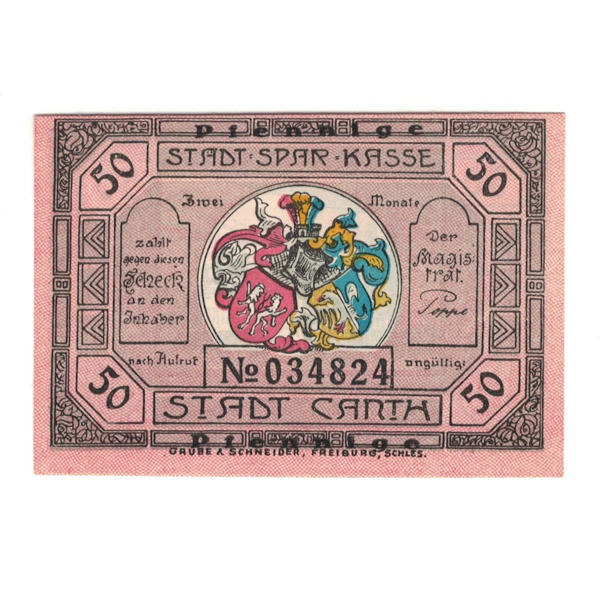 Banknote, Germany, Canth Stadt, 50 Pfennig, Eglise, 1922, UNC(65-70), Mehl:220.1