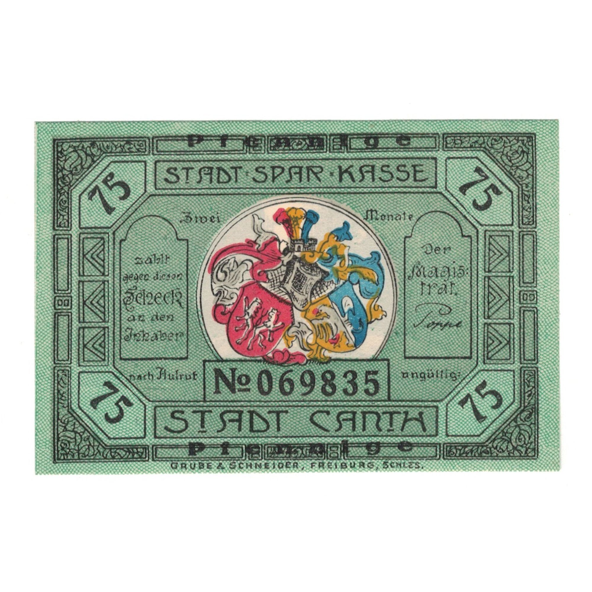 Banknote, Germany, Canth Stadt, 75 Pfennig, tour, 1922, UNC(65-70), Mehl:220.1