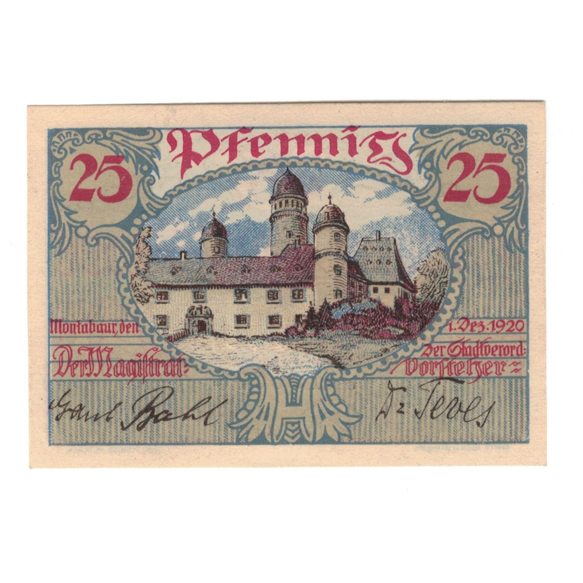 Billet, Allemagne, Montabaur Stadt, 25 Pfennig, Maison, 1920, 1920-12-01, NEUF