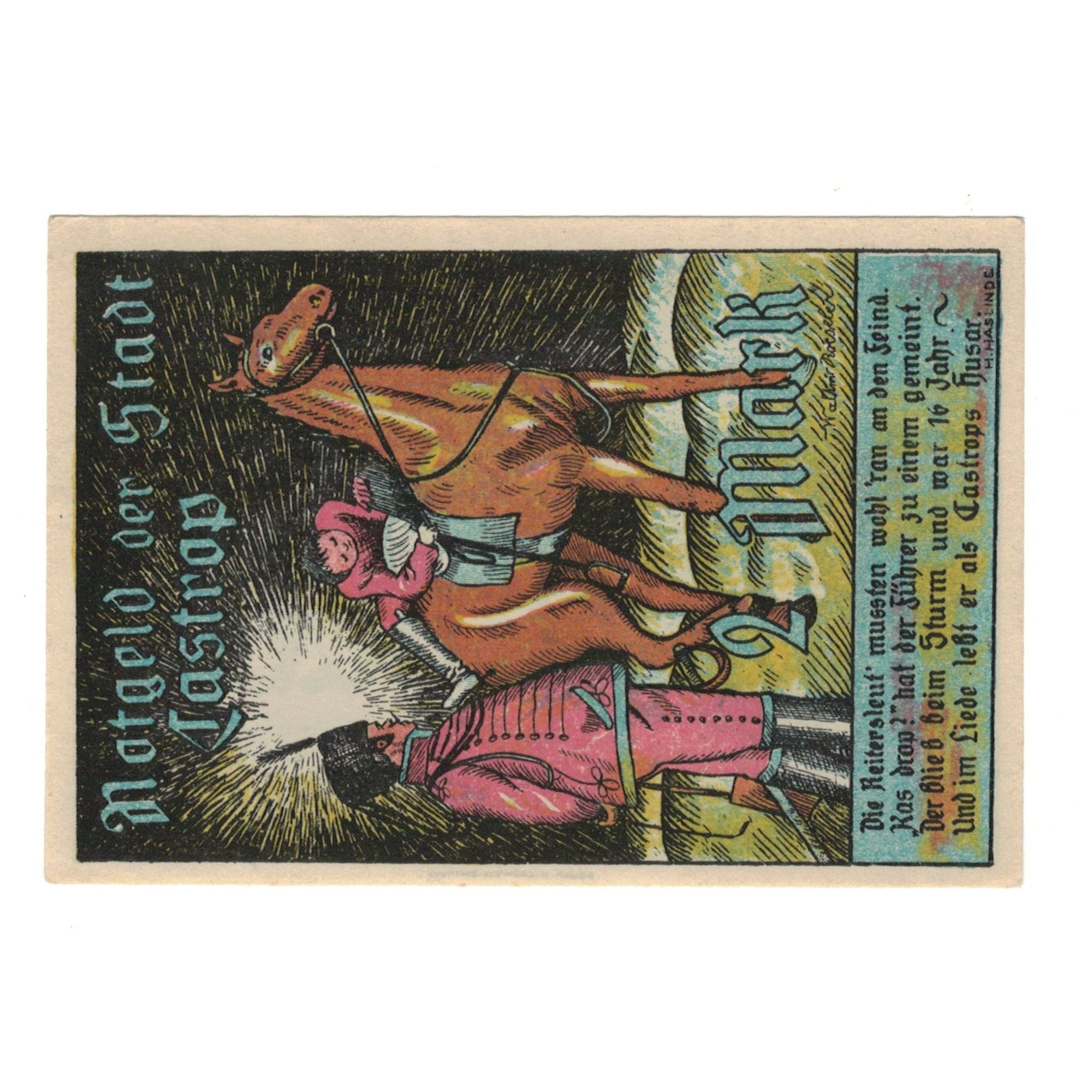 Geldschein, Deutschland, Castrop Stadt, 2 Mark, personnage 1, 1921, 1921-03-24