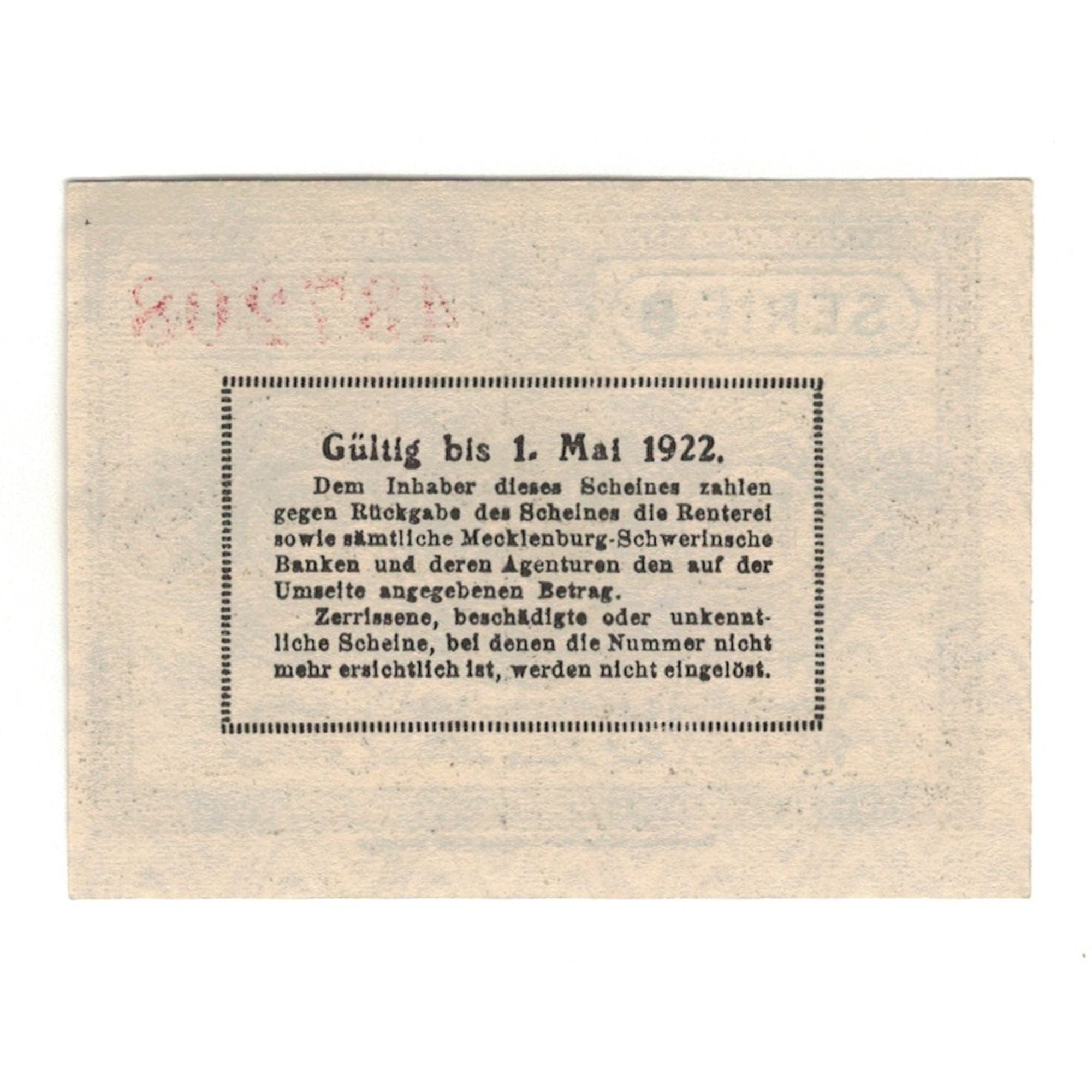 Banknot, Niemcy, Mecklenburg-Schwerin Staatsministerium, Schwerin, 25 Pfennig