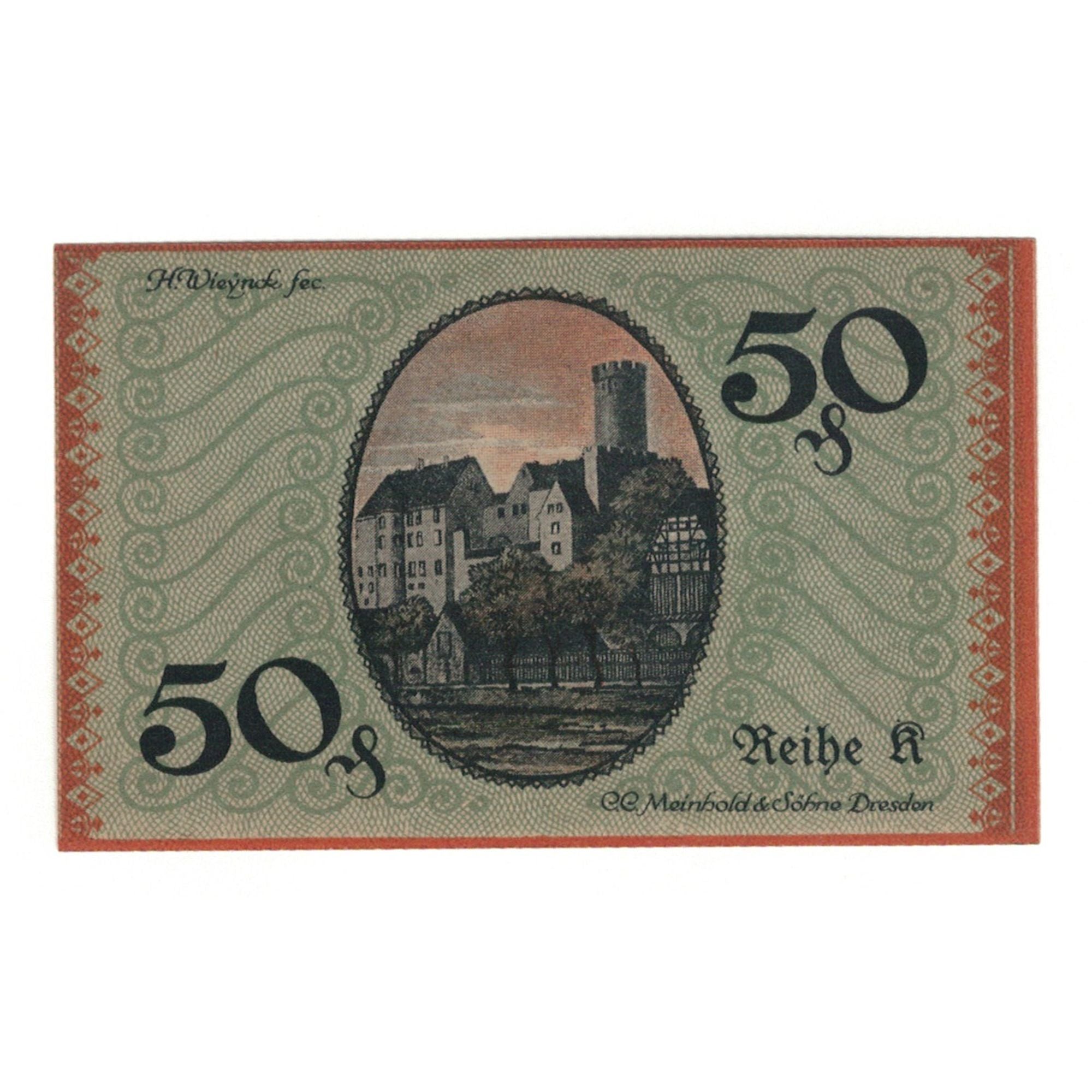 Billet, Allemagne, Borna Amtshauptmannschaft, 50 Pfennig, village, 1919