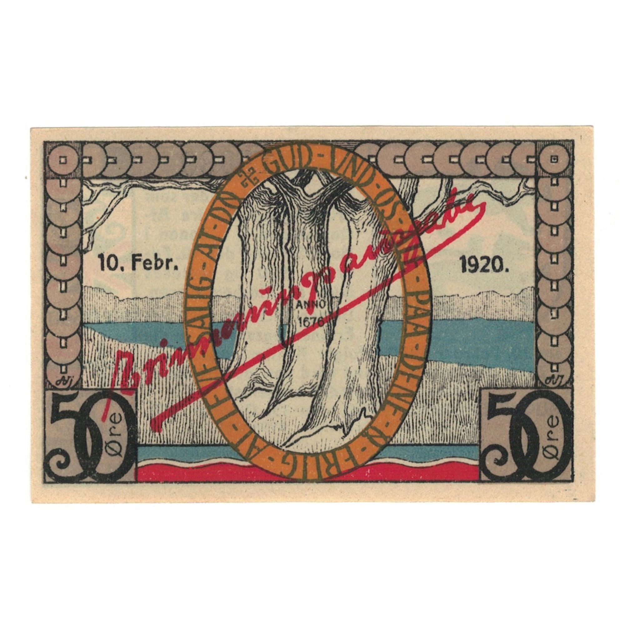 Billet, Allemagne, Augustenburg Stadt, 50 Pfennig, arbre, 1920, 1921-08-01