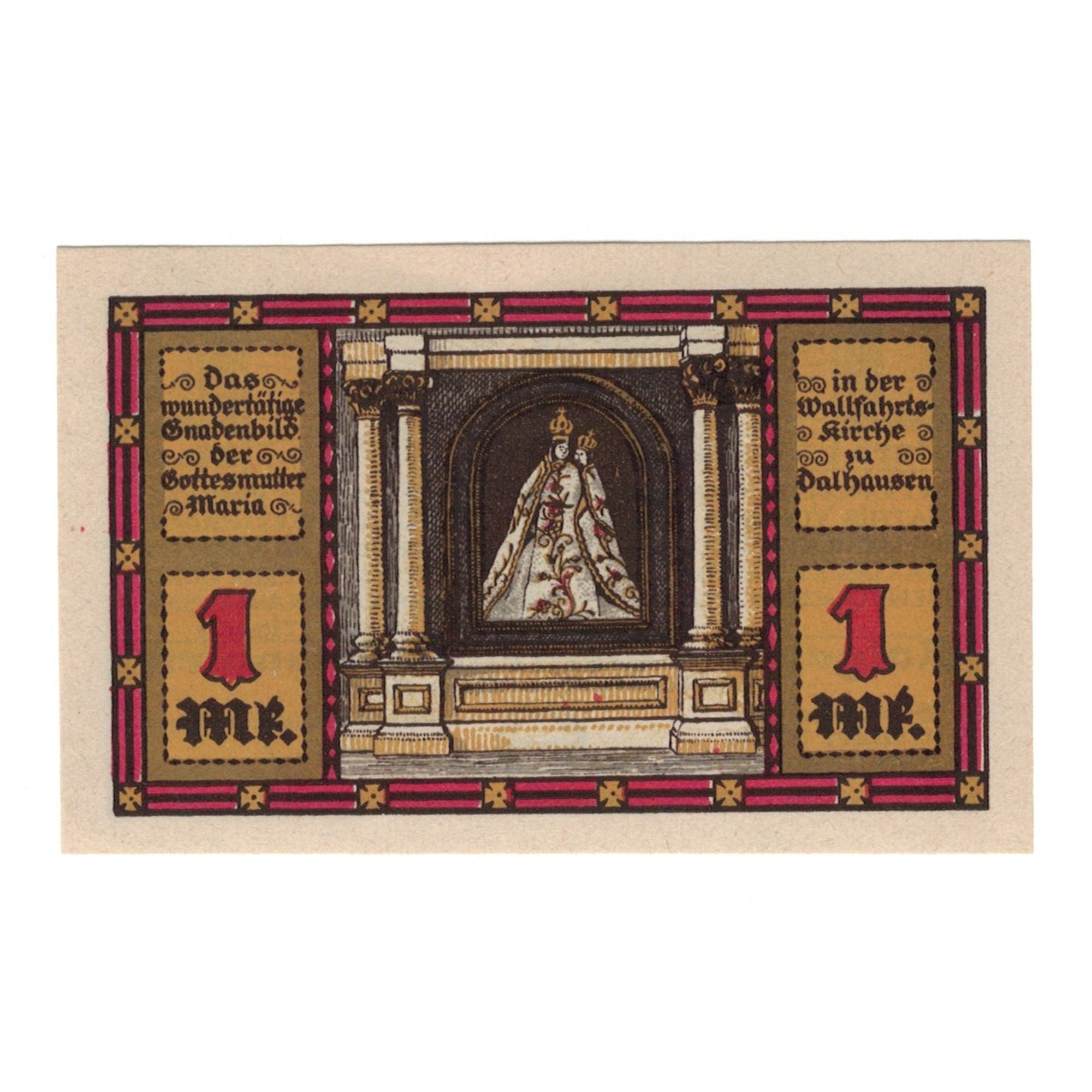 Banknot, Niemcy, Dalhausen Gemeinde, 1 Mark, personnage, 1922, 1922-03-01