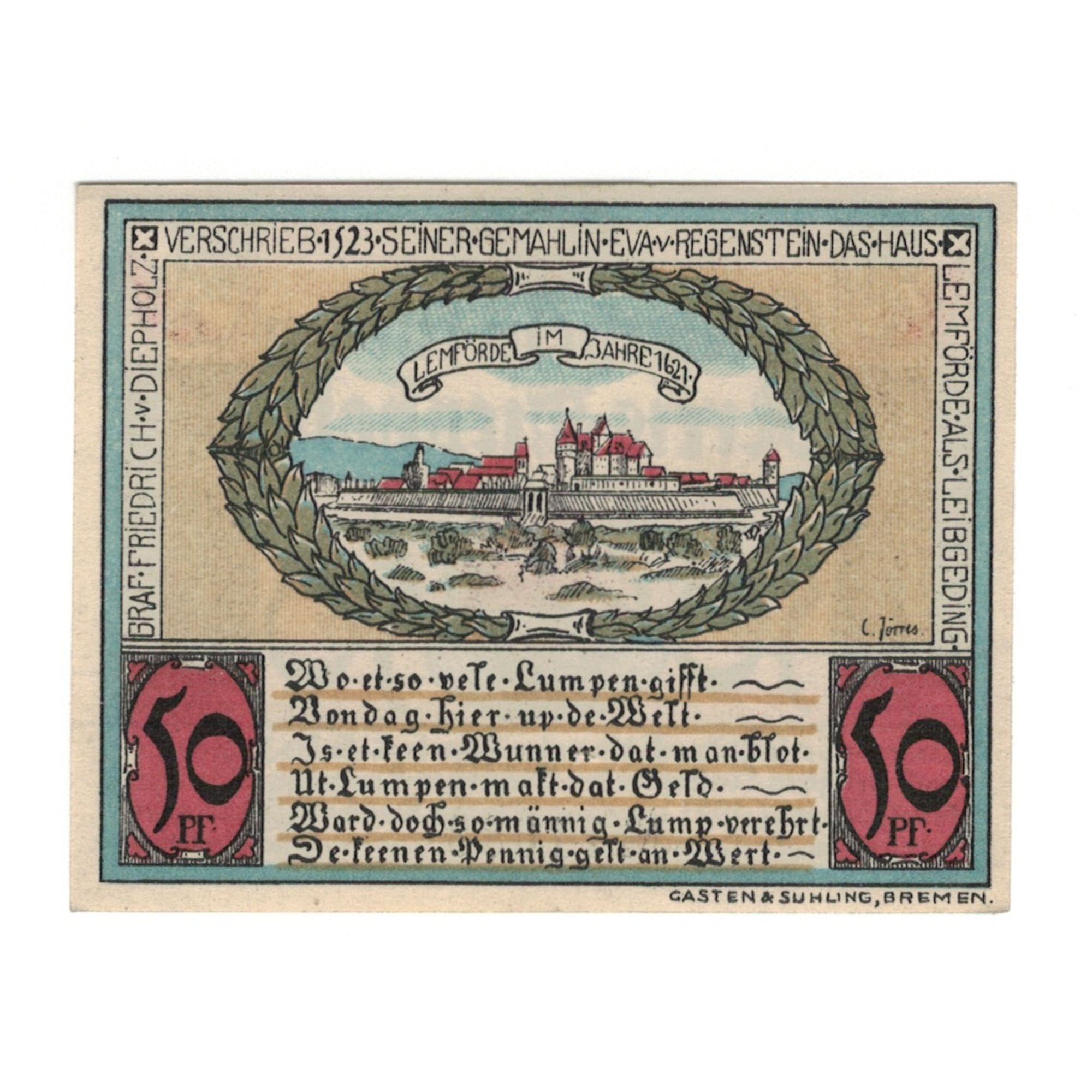 Biljet, Duitsland, Diepholz Kreis, 50 Pfennig, village, 1921, 1921-08-15, NIEUW