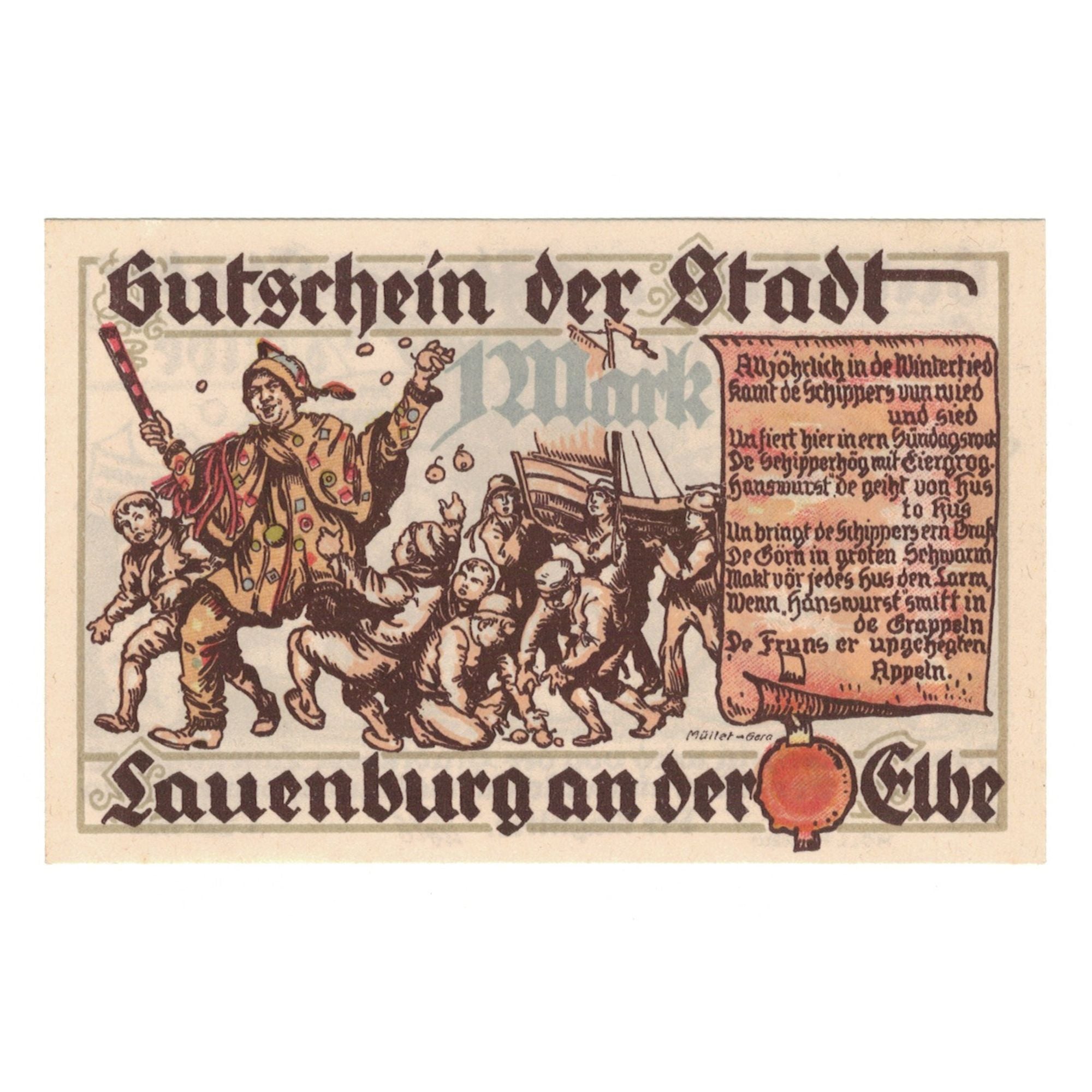 Banknote, Germany, Lauenburg a.d. Elbe Stadt, 1 Mark, personnage, UNC(65-70)