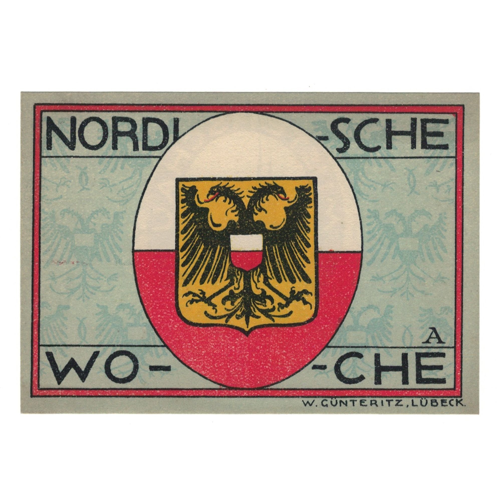 Billet, Allemagne, Lübeck Nordische Woche Musterschau, 50 Pfennig, Blason